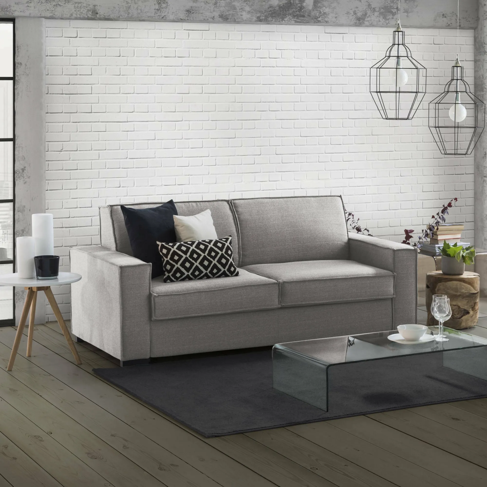 Divano letto 3 posti Adalberto, Cm 200x95h90,<Dmora New
