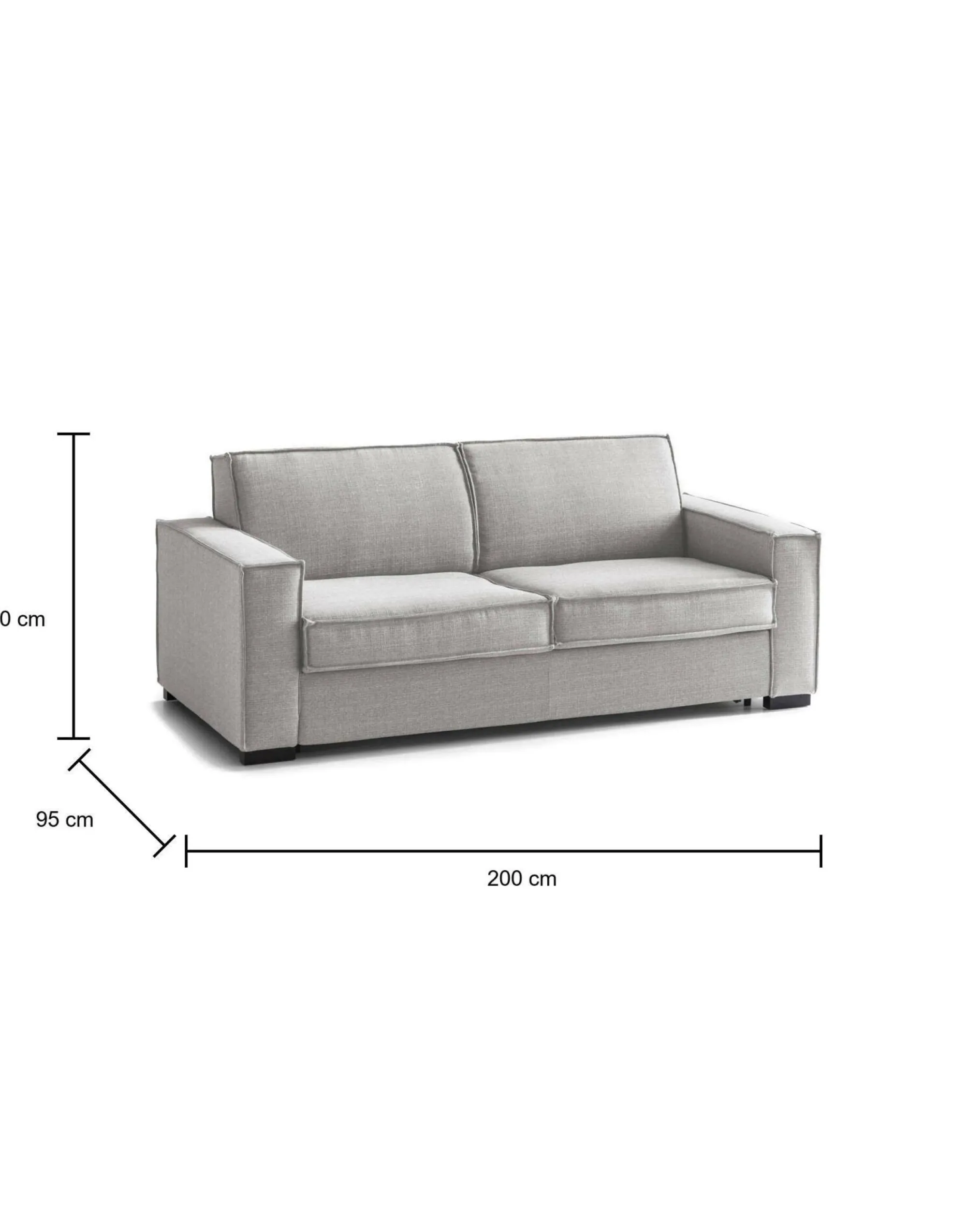 Divano letto 3 posti Adalberto, Cm 200x95h90,<Dmora New