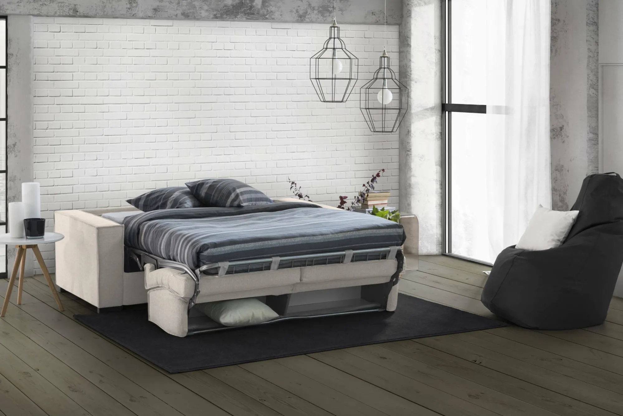 Divano letto 3 posti Adalberto, Cm 200x95h90,<Dmora Online