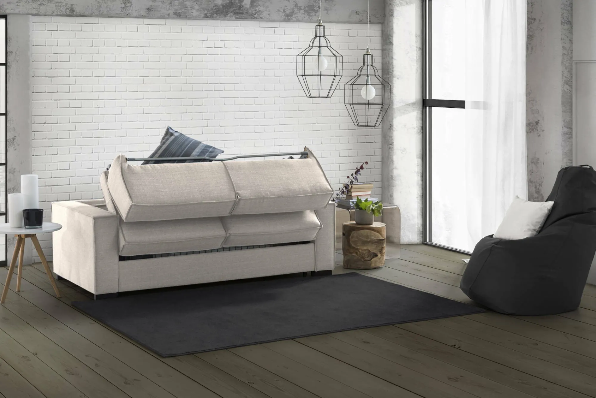 Divano letto 3 posti Adalberto, Cm 200x95h90,<Dmora Online