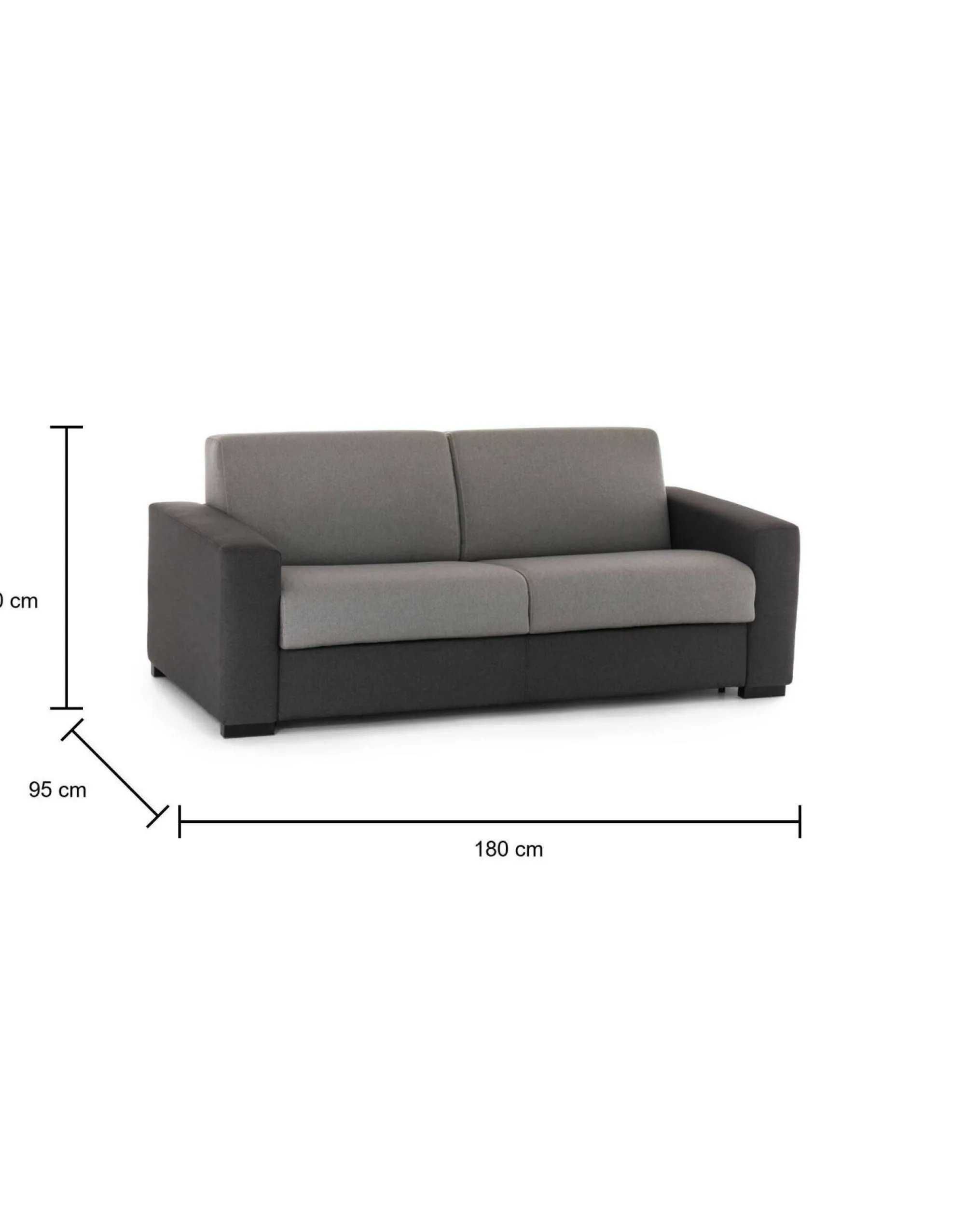 Divano letto 2 posti Akito, Cm 180x95h90, Grigio e Antracite<Dmora New