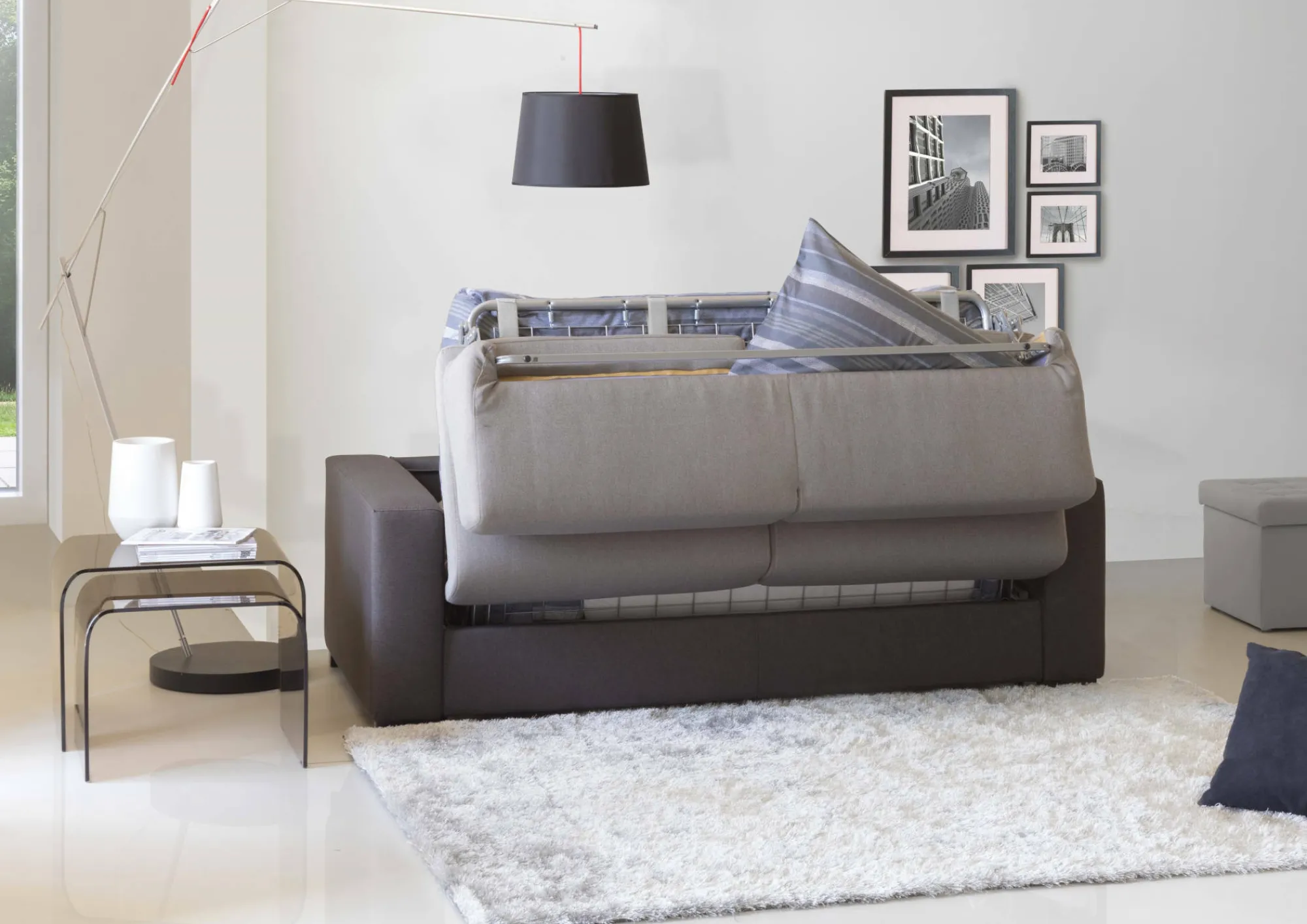 Divano letto 2 posti Akito, Cm 180x95h90, Grigio e Antracite<Dmora New