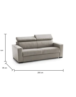 Divano letto 3 posti Algo, Cm 200x95h85,<Dmora Online