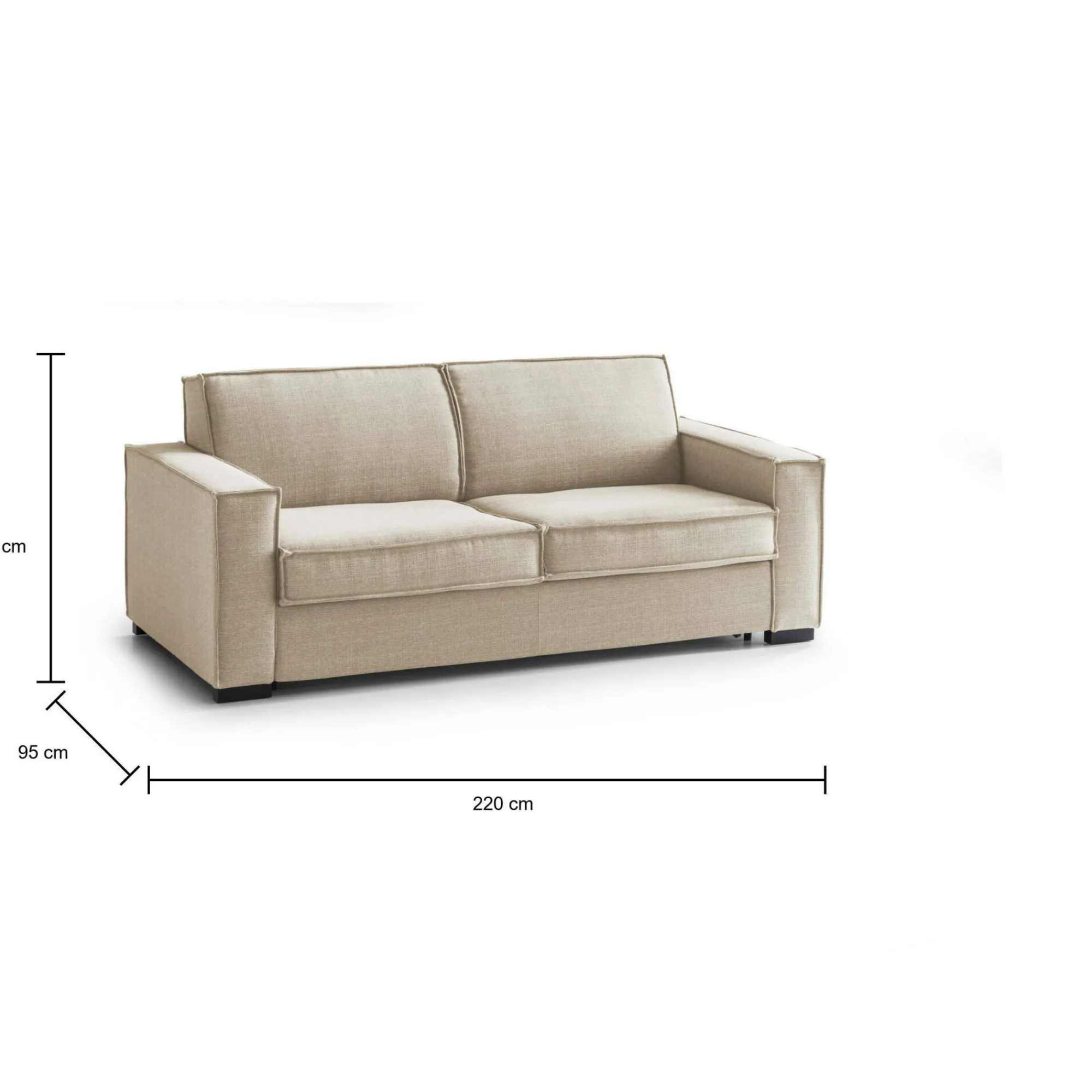 Divano letto 3 posti Asteroide, Cm 220x95h90,<Dmora Outlet