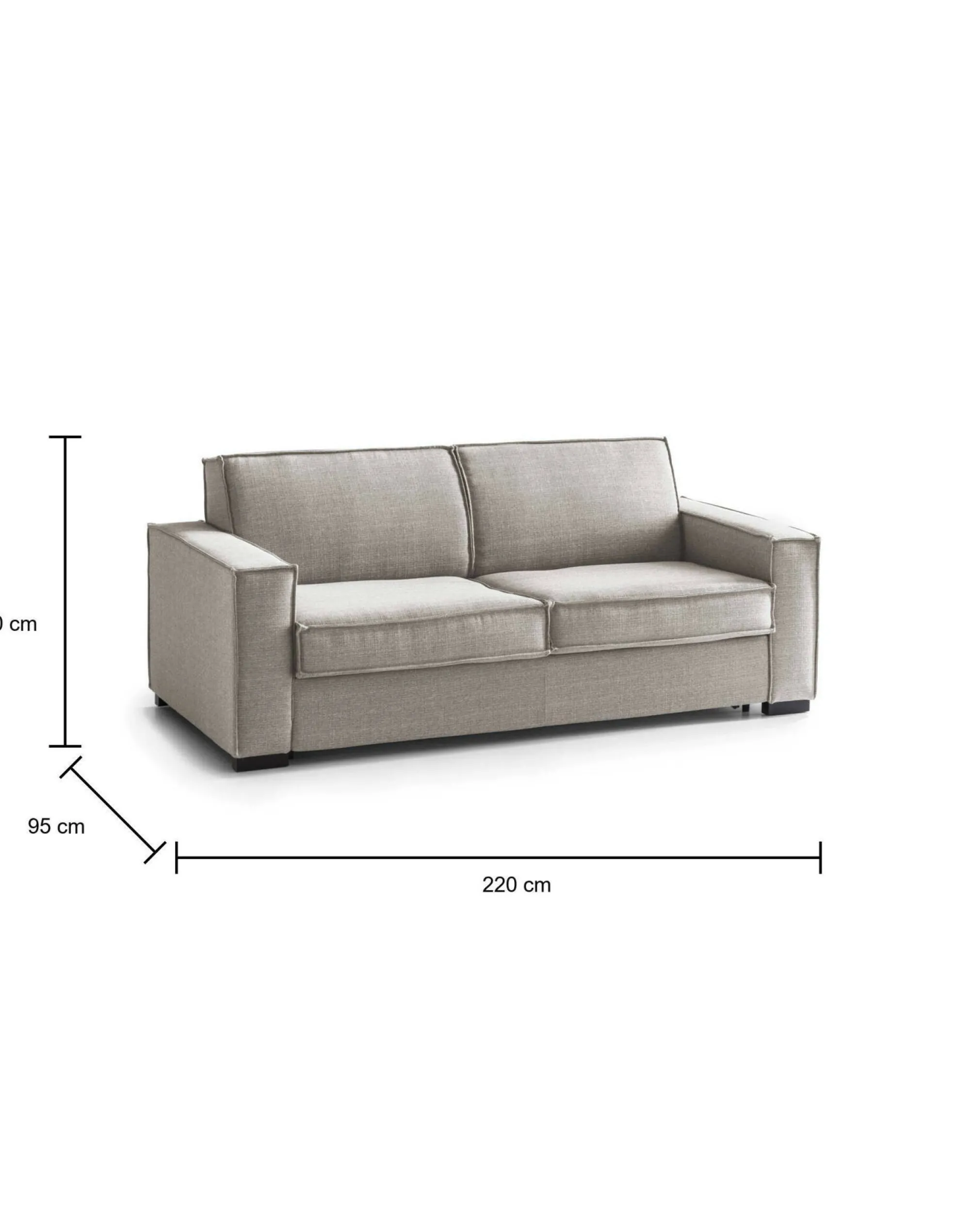 Divano letto 3 posti Asteroide, Cm 220x95h90,<Dmora Cheap