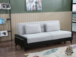 Divano letto 3 posti Belluno, 207x92h83 cm, Nero e Bianco<Dmora Discount