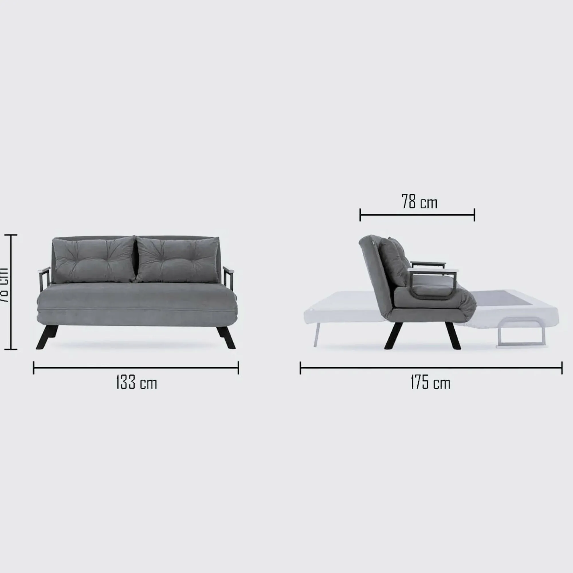 Divano letto 2 posti Calvin 133x78 h78 cm,<Dmora Store
