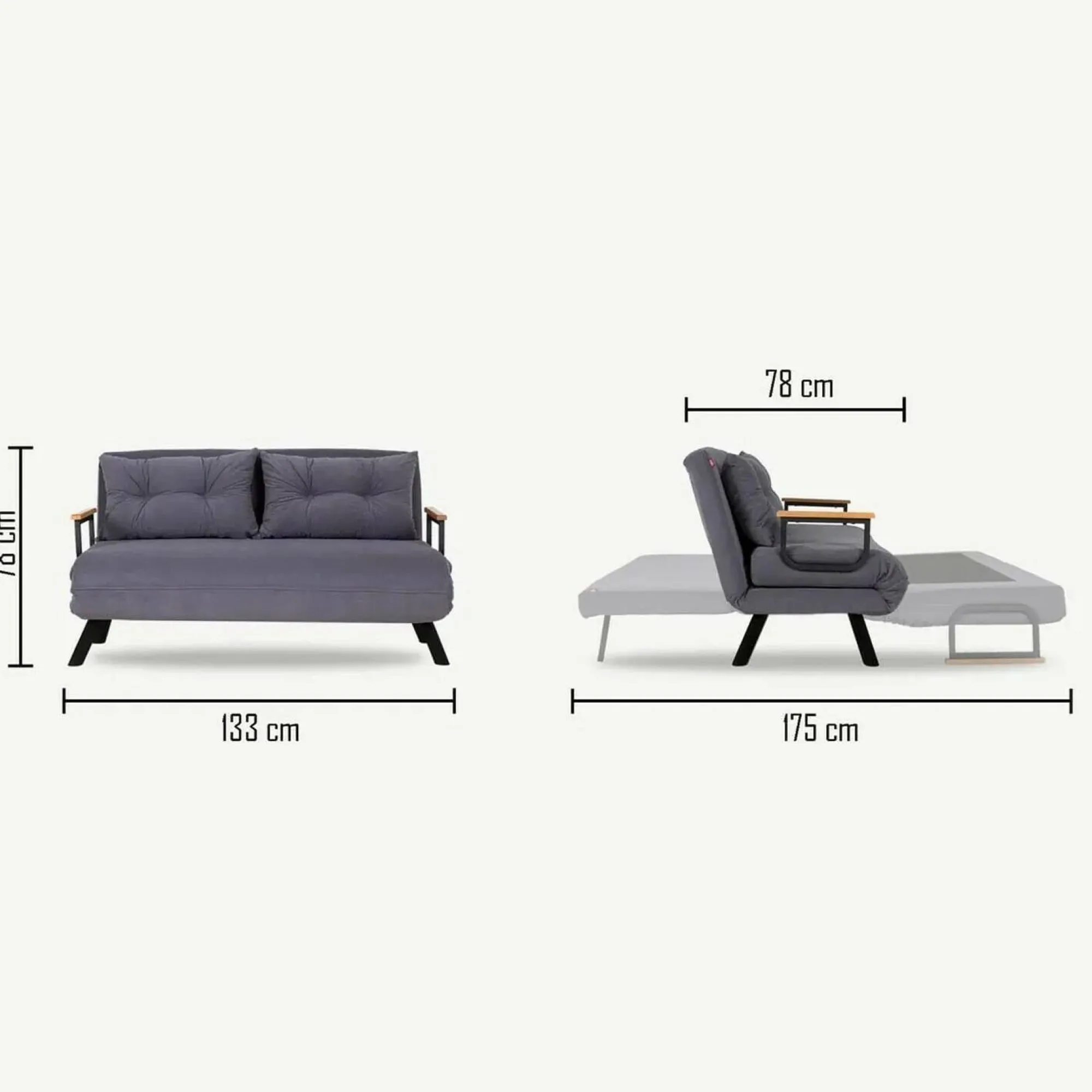 Divano letto 2 posti Calvin 133x78 h78 cm,<Dmora Outlet