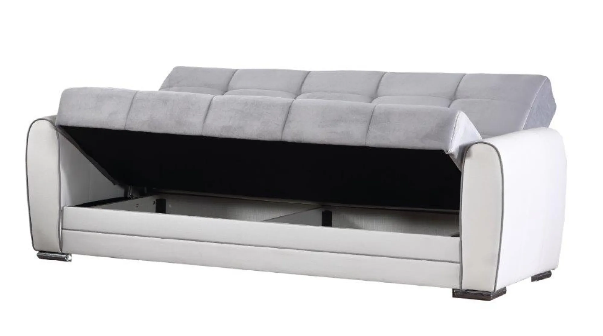 Divano letto 3 posti Dike, 220x84h91 cm, Bianco e Grigio<Dmora New