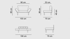 Divano letto 2 posti Dravagliol, 155x70 h85 cm,<Dmora Store