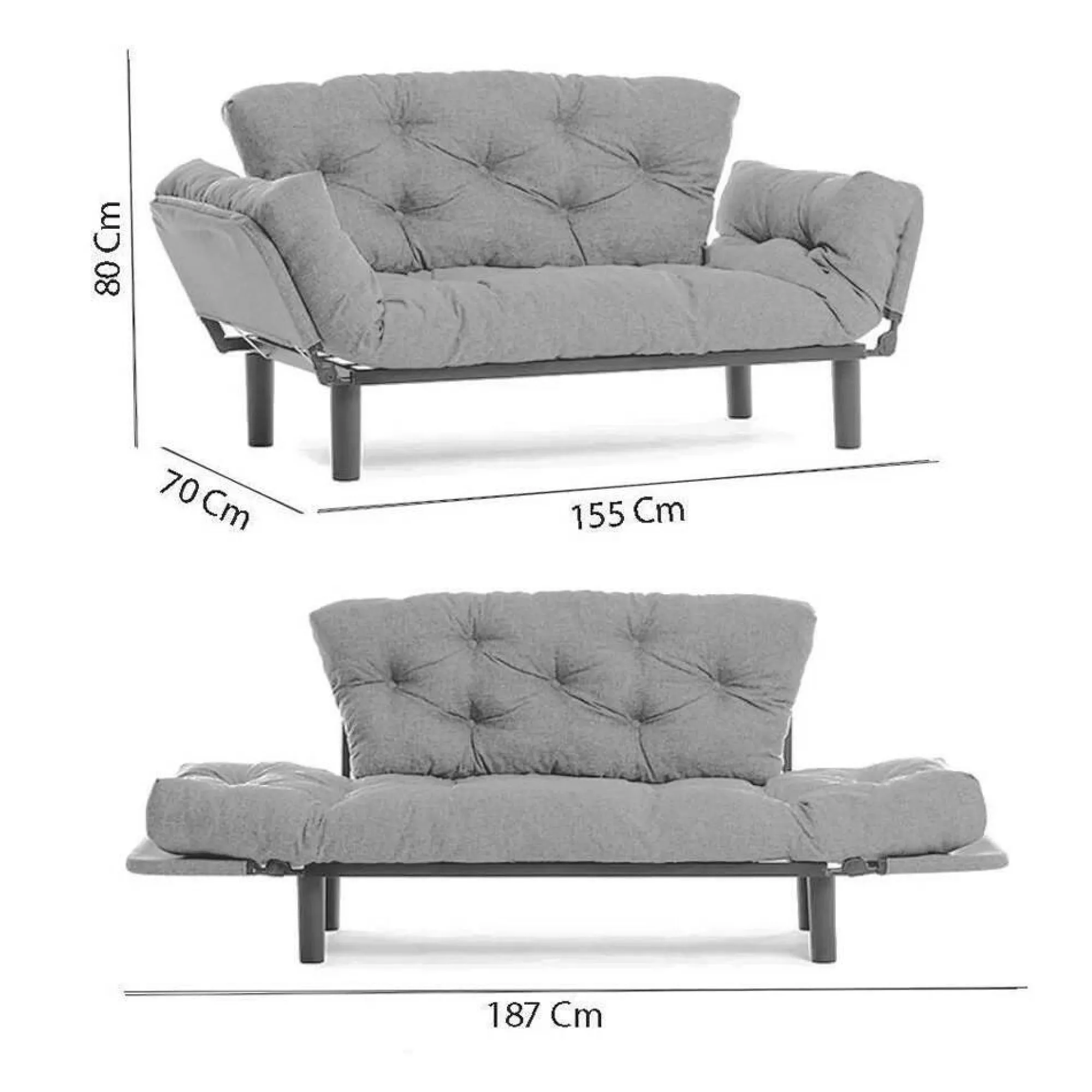 Divano letto 2 posti Guchol, 155x70 h85 cm,<Dmora Store
