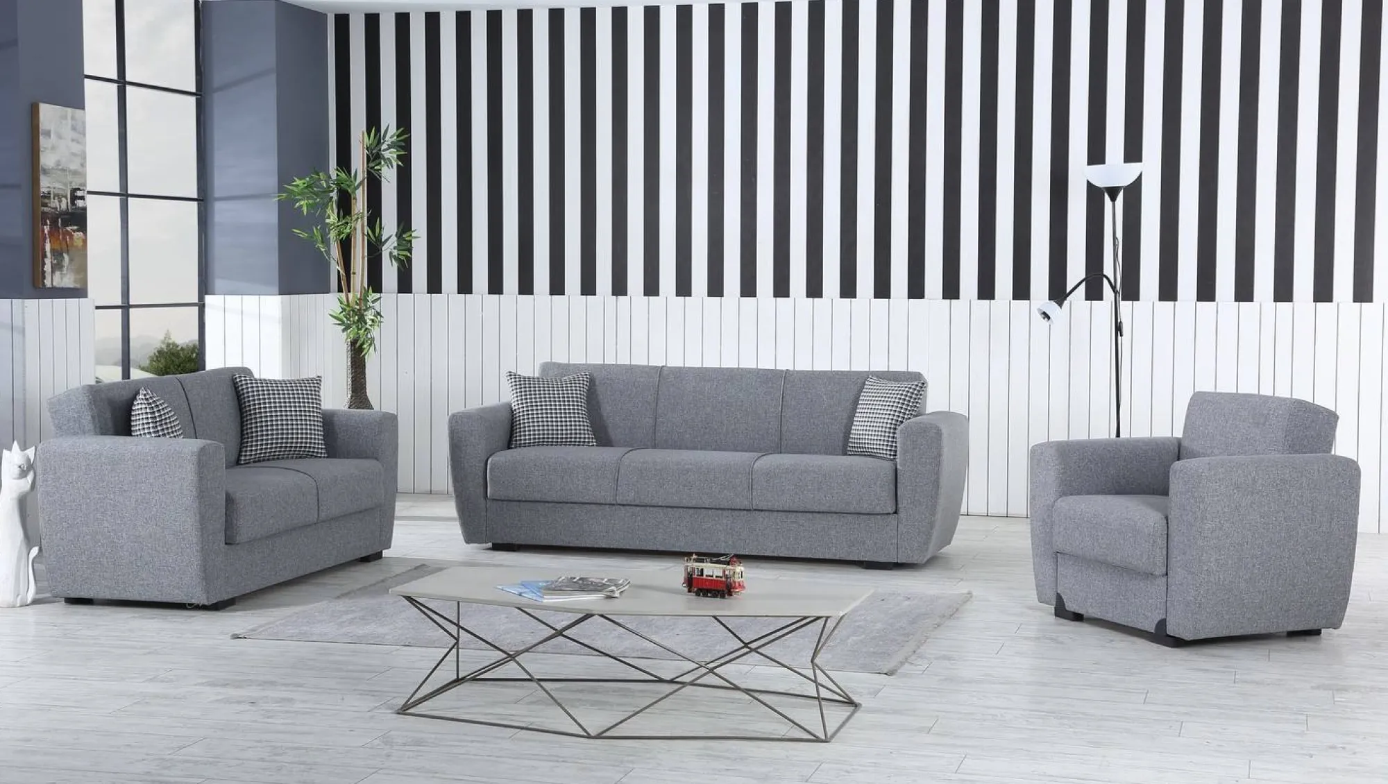 Divano letto 3 posti Nox, 223x84xh80 cm,<Dmora New