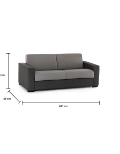 Divano letto 3 posti Zinnia, Cm 200x95h90, Grigio e Antracite<Dmora Fashion