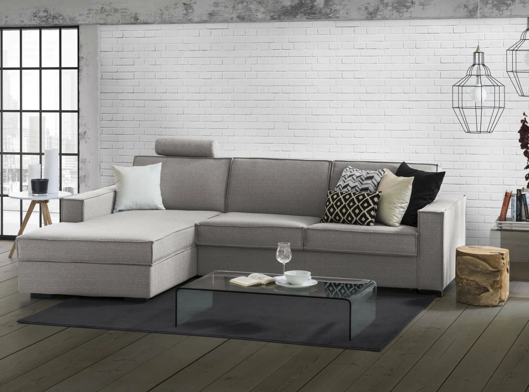 Divano letto con penisola Daalber, Cm 280x95h90,<Dmora Online