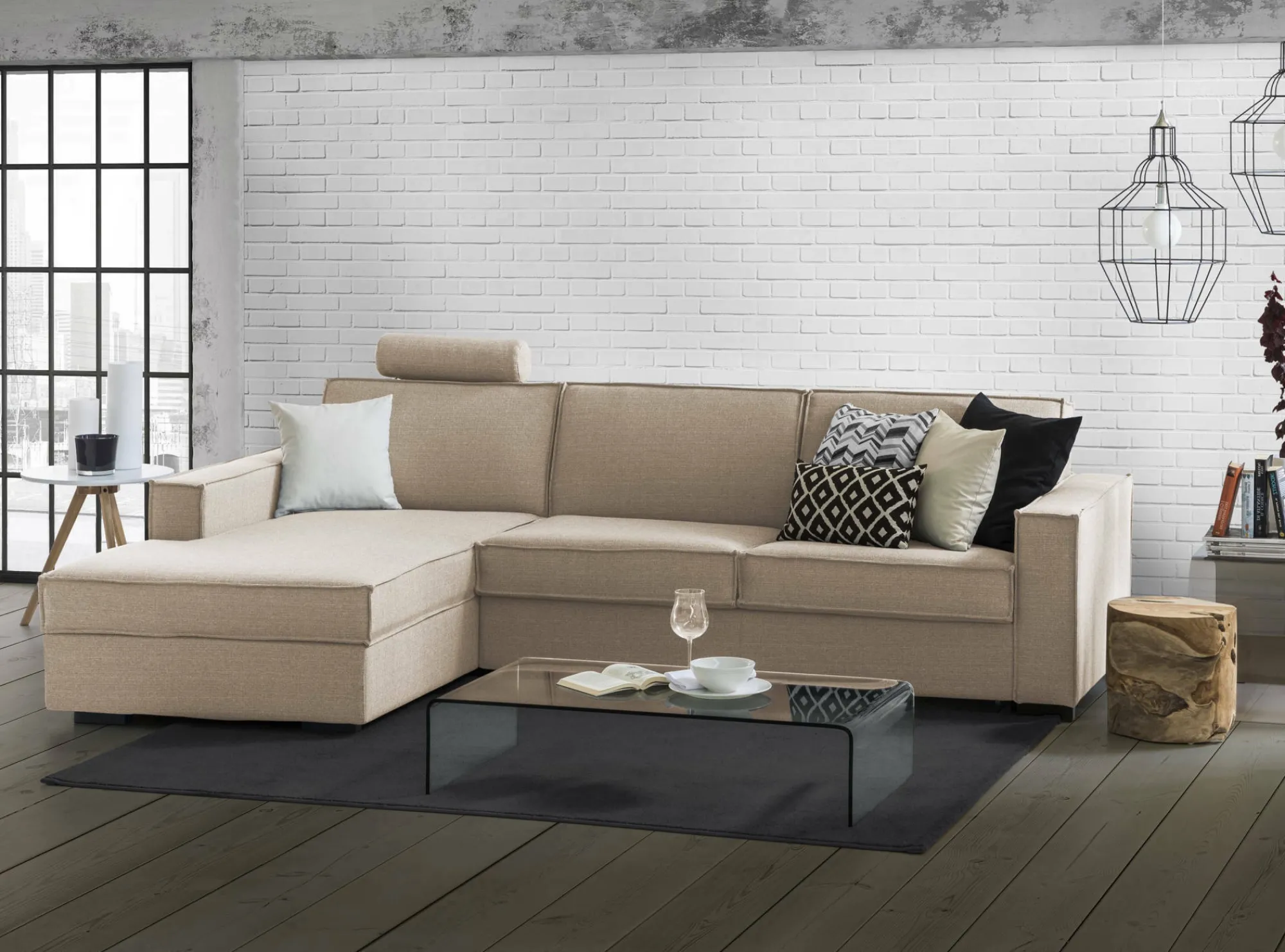 Divano letto con penisola Allaida, Cm 280x95h90,<Dmora Discount