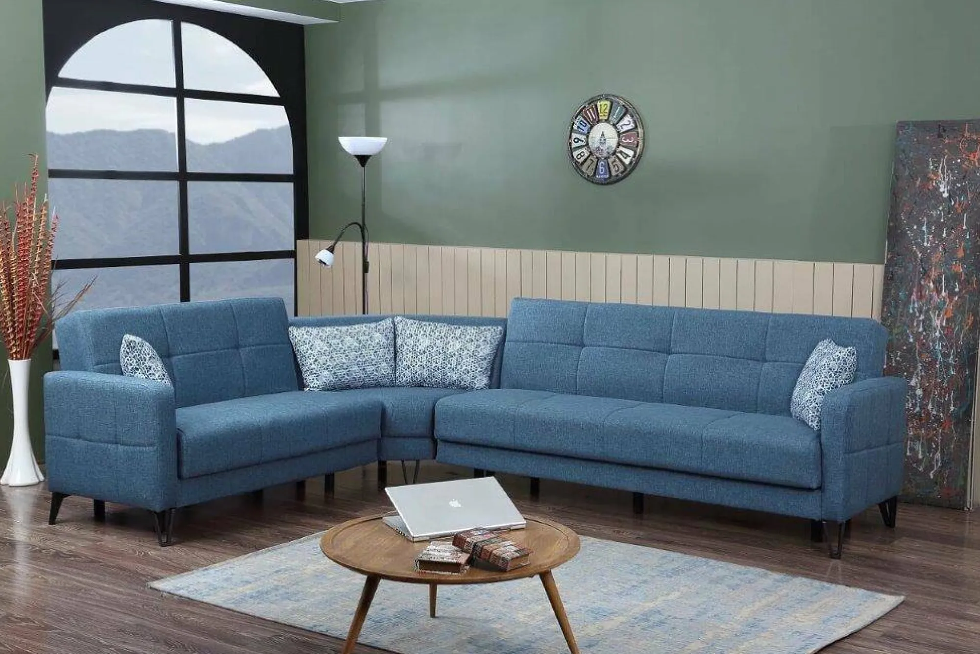 Divano letto con penisola Apo, 302x234h88 cm,<Dmora Clearance