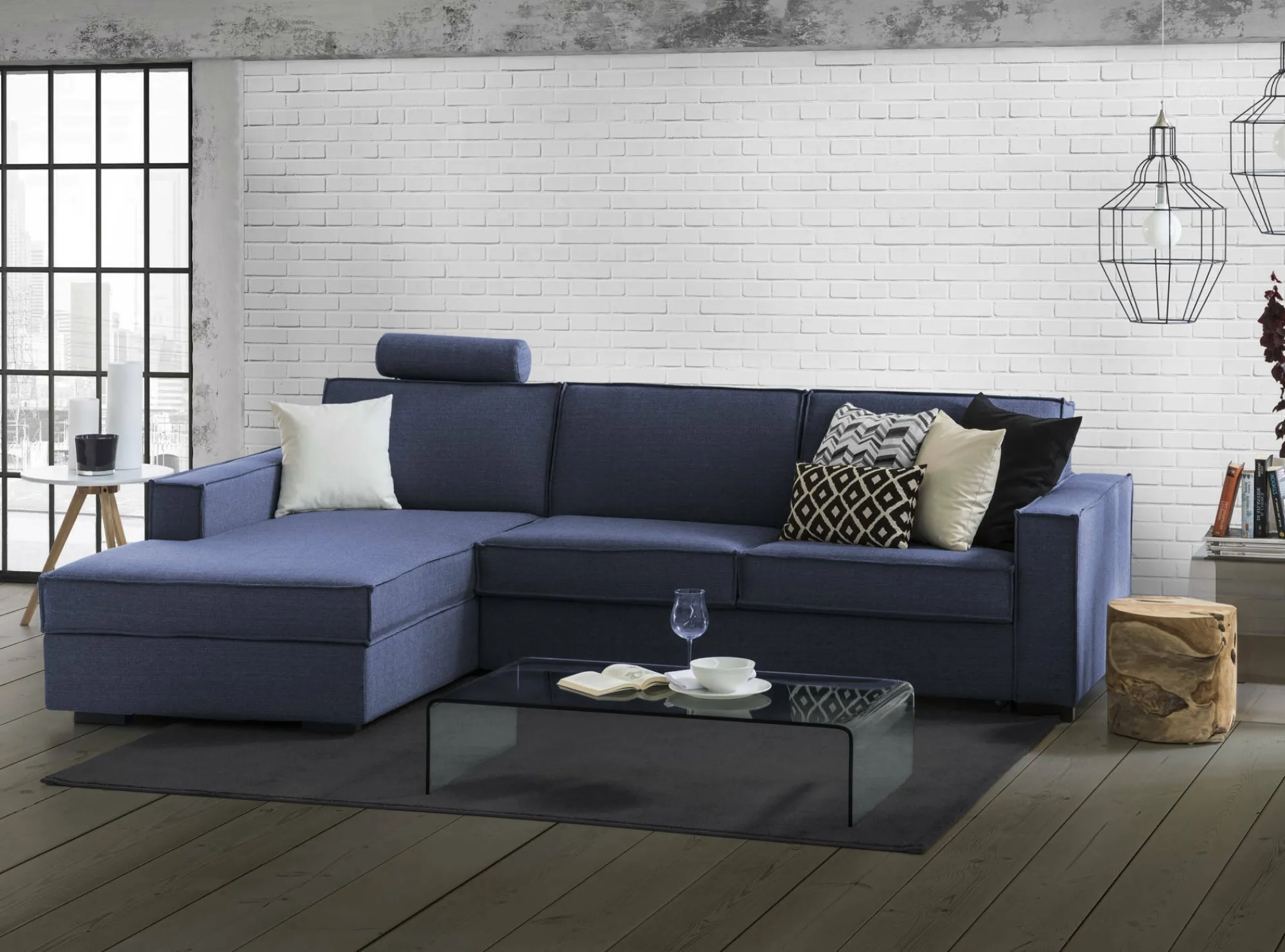 Divano letto con penisola Albenga, Cm 260x95h90,<Dmora Hot