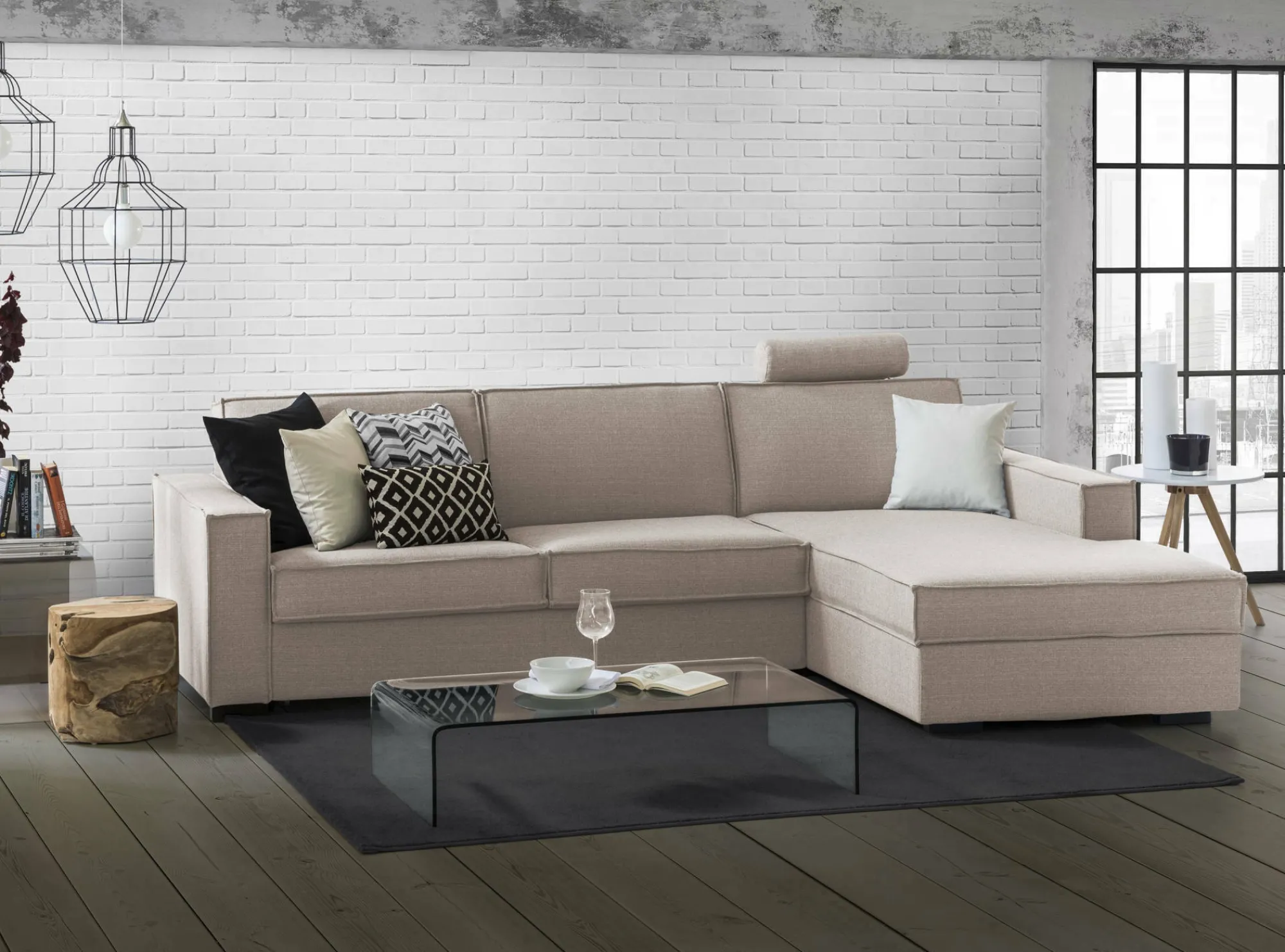 Divano letto con penisola Achico, Cm 280x95h90,<Dmora Sale