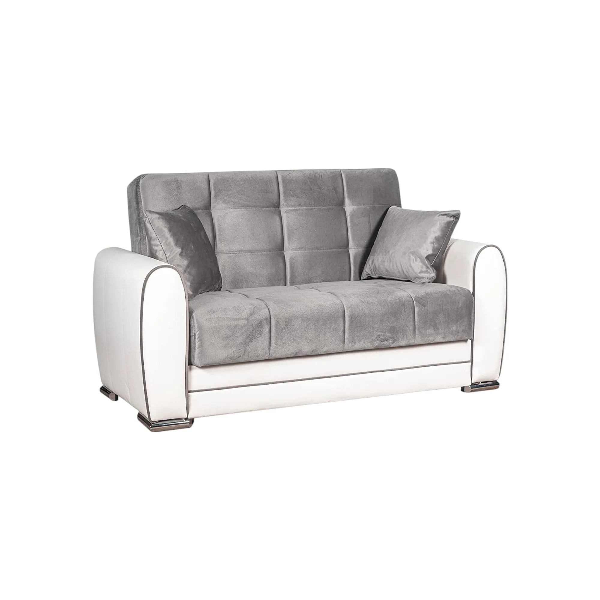 Divano letto con penisola Aloe, 163x84h91 cm, Bianco e Grigio<Dmora Clearance
