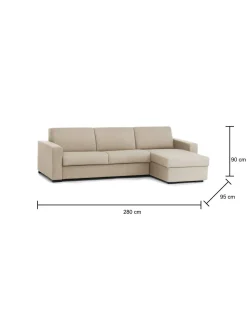 Divano letto con penisola Aika, Cm 280x95h90,<Dmora New