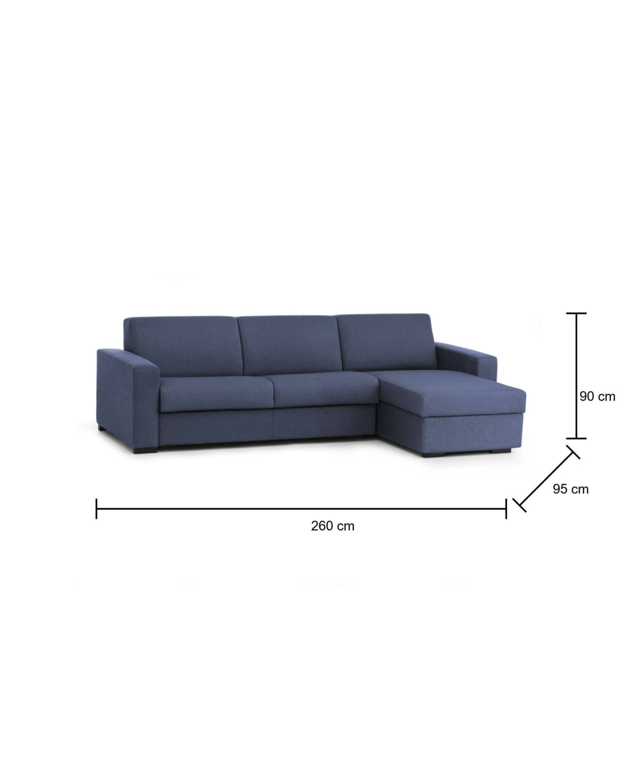Divano letto con penisola Allegria, Cm 260x95h90,<Dmora Cheap