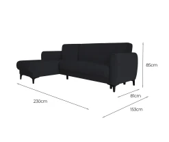 Divano letto con penisola Aber, 230x153h85 cm,<Dmora Outlet