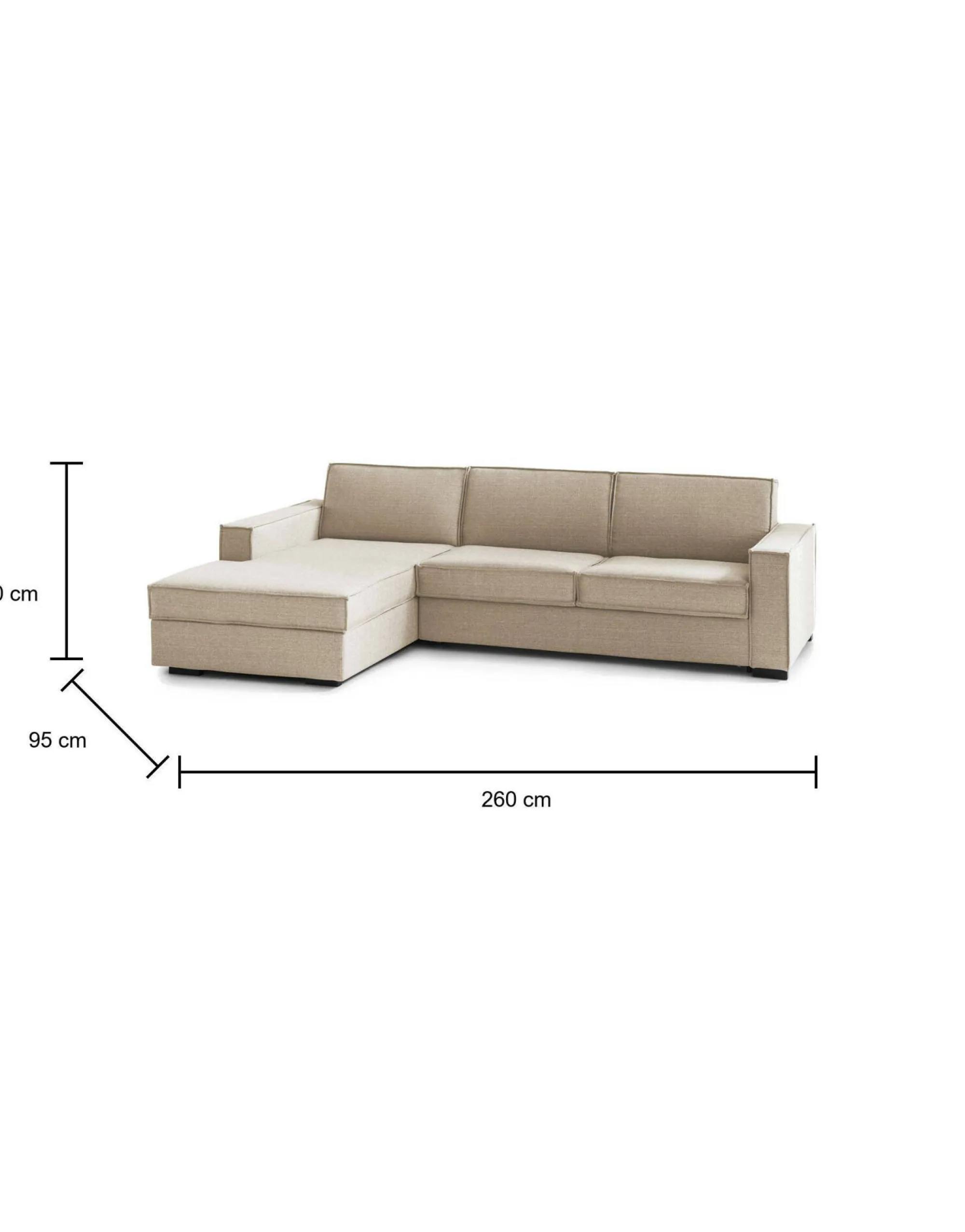 Divano letto con penisola Daalb, Cm 260x95h90,<Dmora Sale