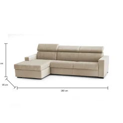 Divano letto con penisola Aloet, Cm 260x95h85,<Dmora Store