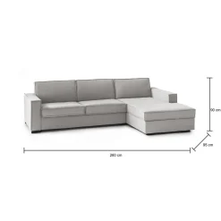 Divano letto con penisola Daaki, Cm 260x95h90,<Dmora Shop