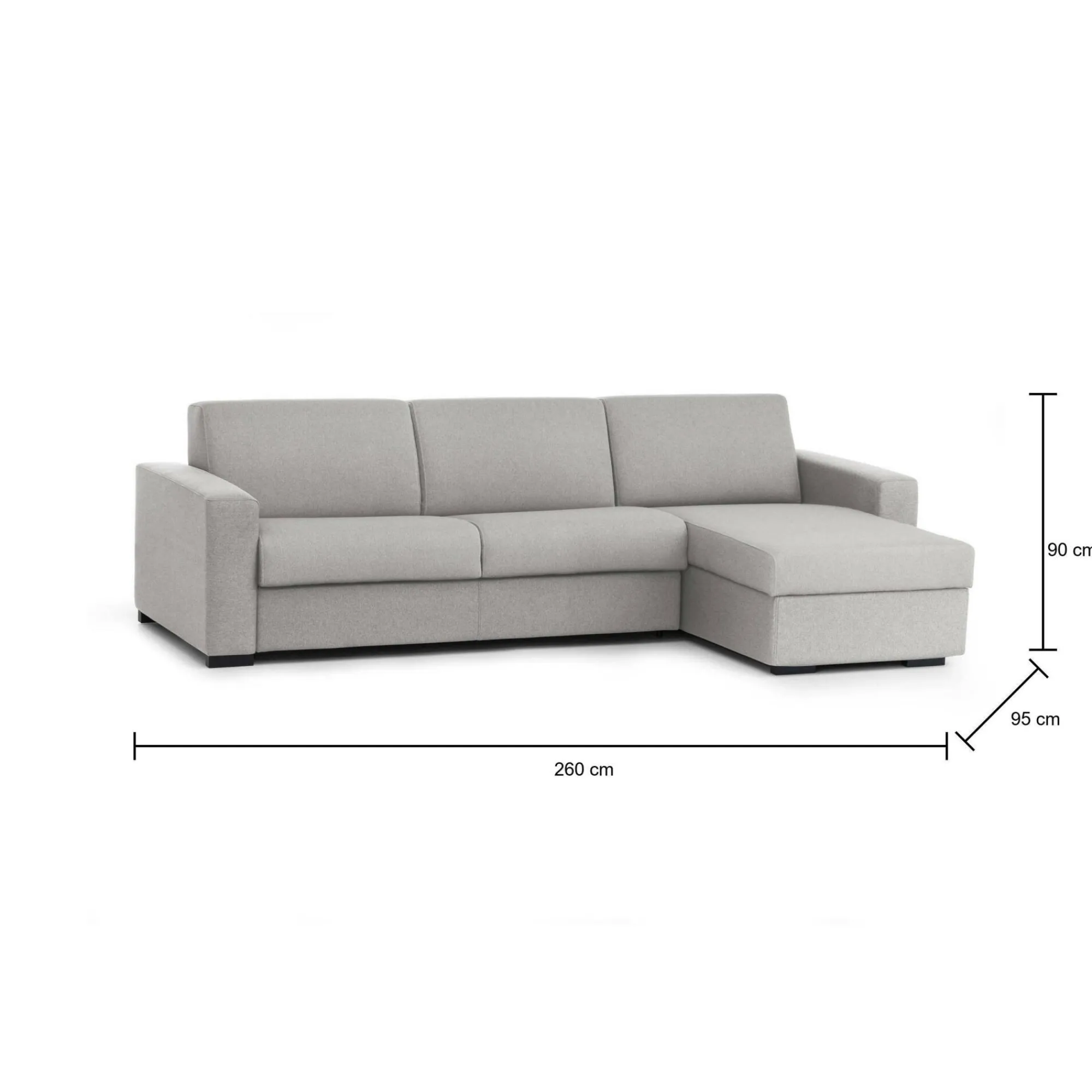 Divano letto con penisola Allegria, Cm 260x95h90,<Dmora Best