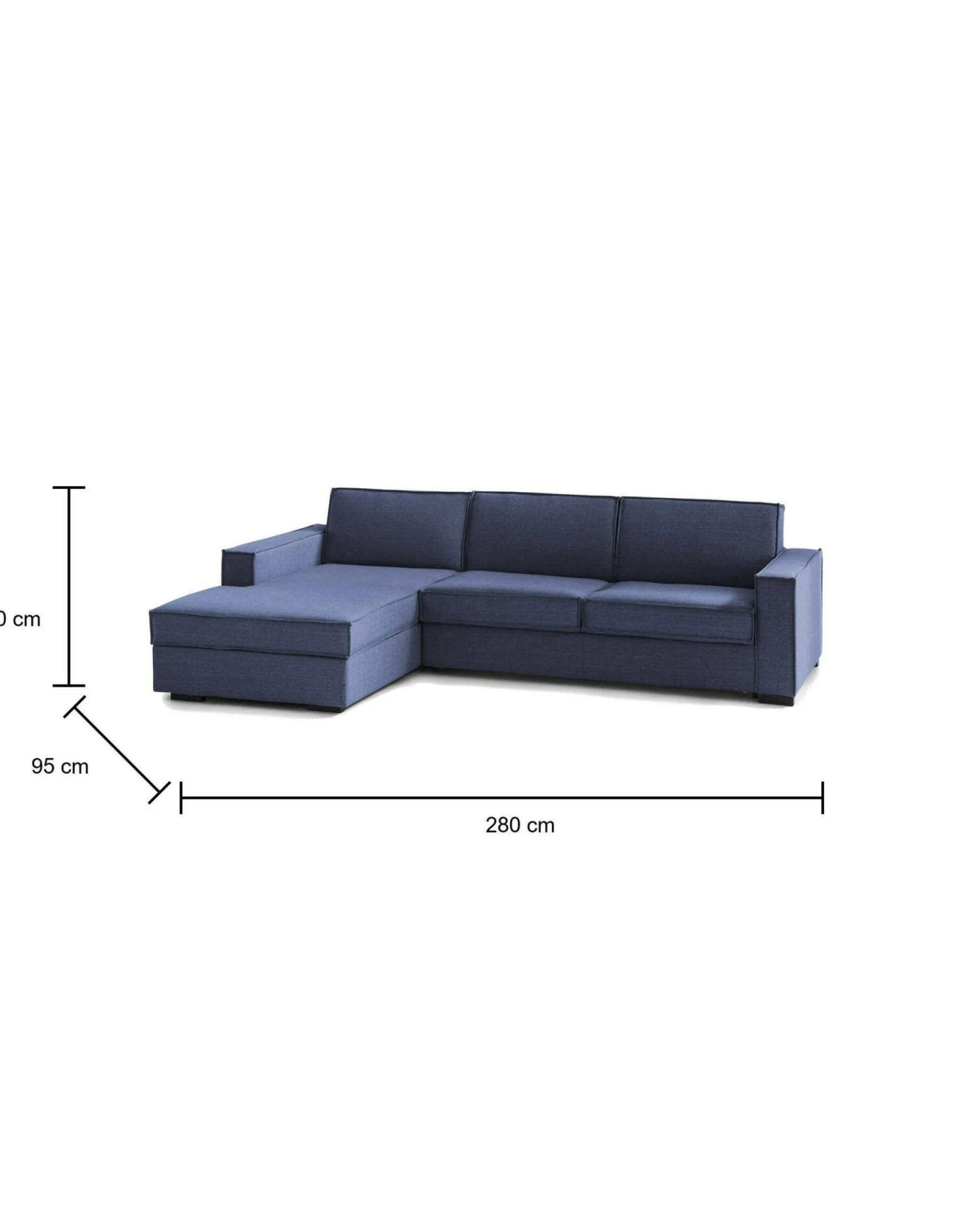 Divano letto con penisola Allaida, Cm 280x95h90,<Dmora Shop