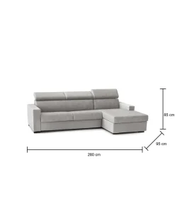 Divano letto con penisola Allevatore, Cm 280x95h85,<Dmora New