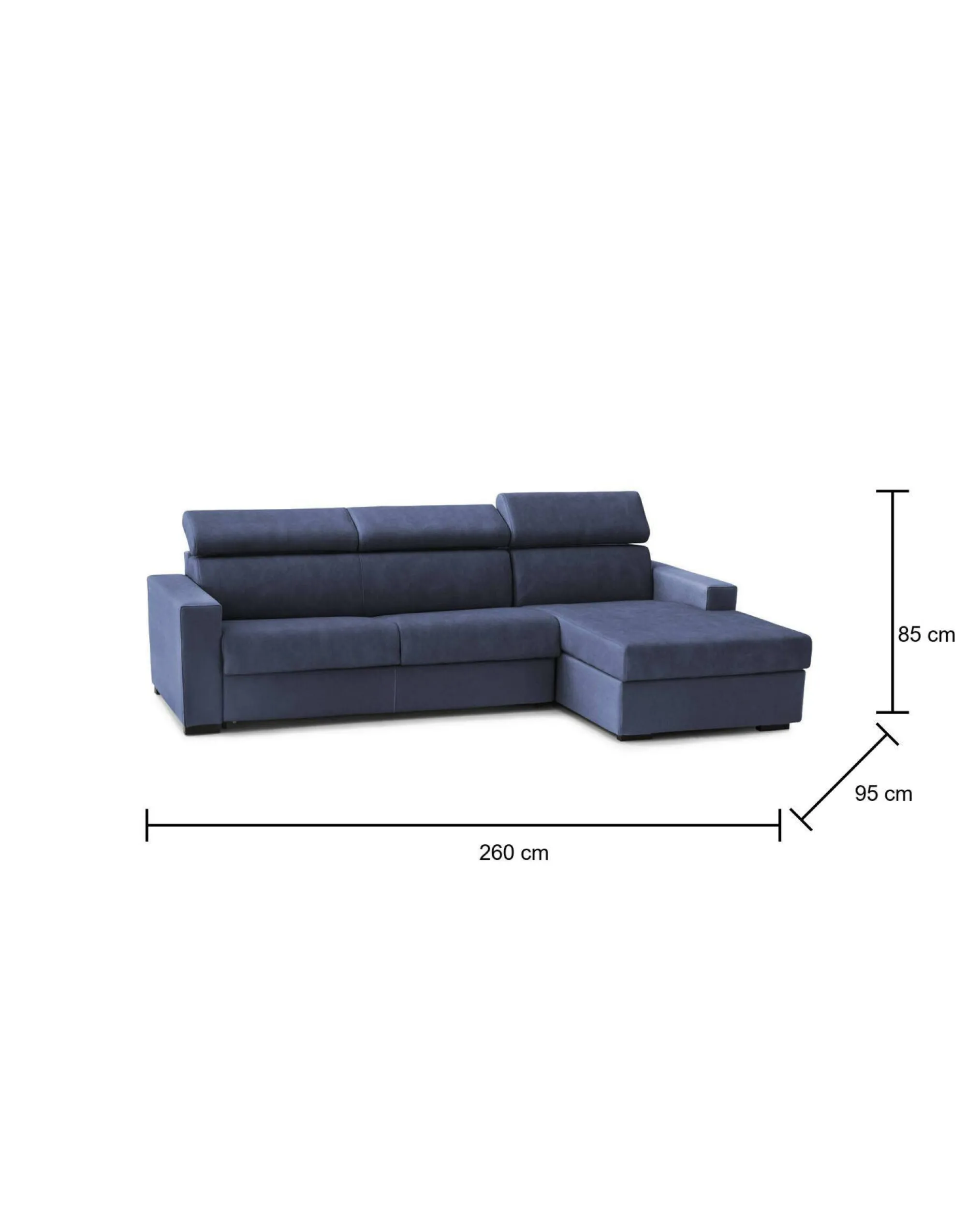 Divano letto con penisola Alibella, Cm 260x95h85,<Dmora New