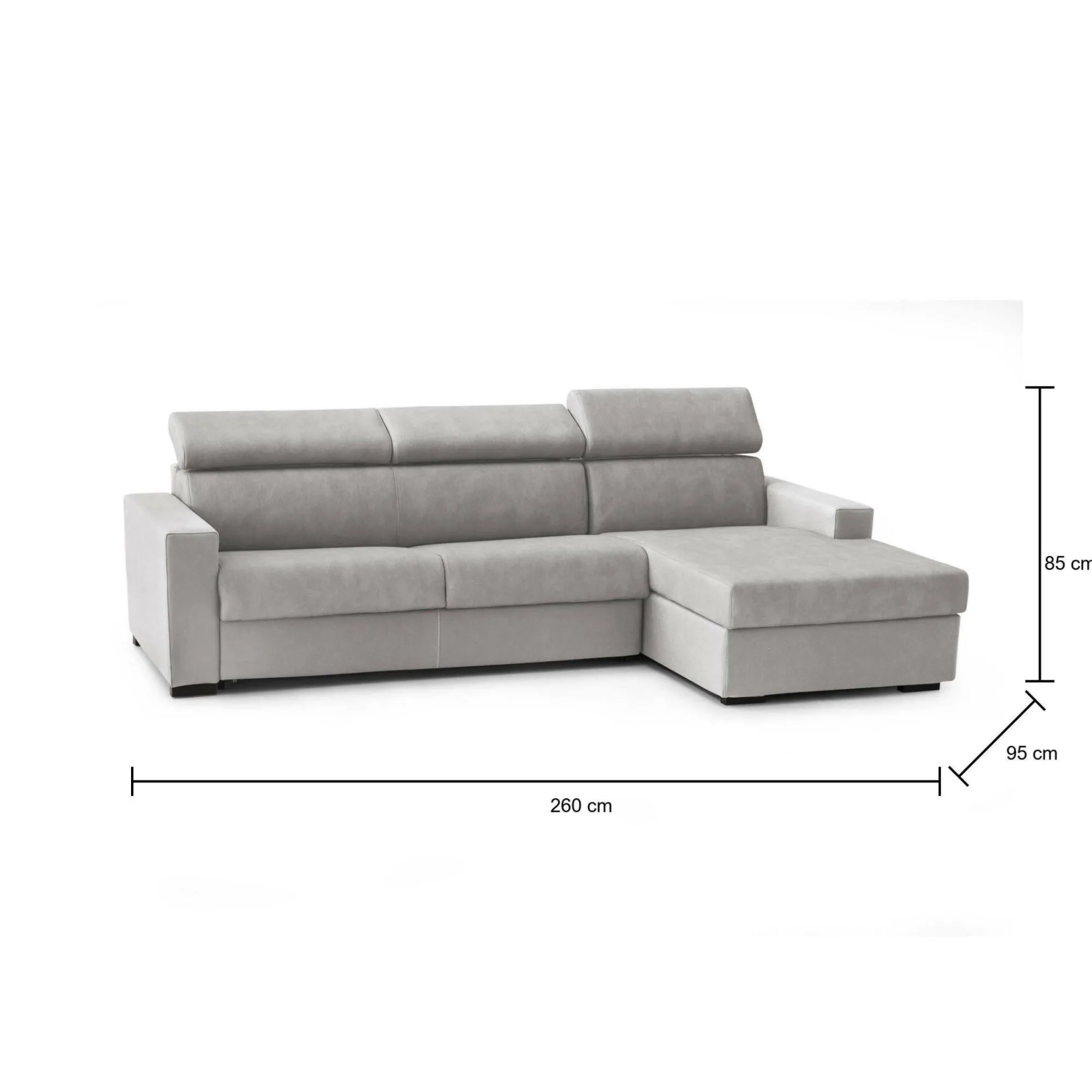 Divano letto con penisola Alibella, Cm 260x95h85,<Dmora Hot