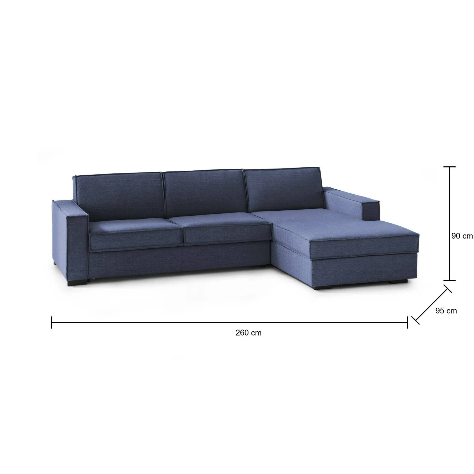 Divano letto con penisola Afar, Cm 260x95h90,<Dmora Cheap