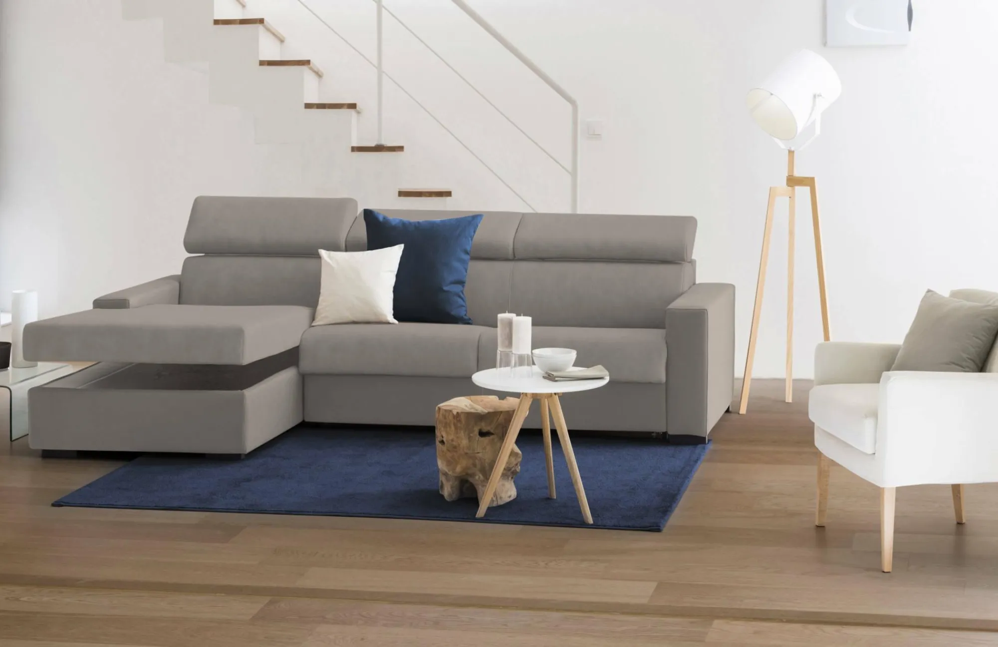 Divano letto con penisola Alibabah, Cm 280x95h85,<Dmora Outlet