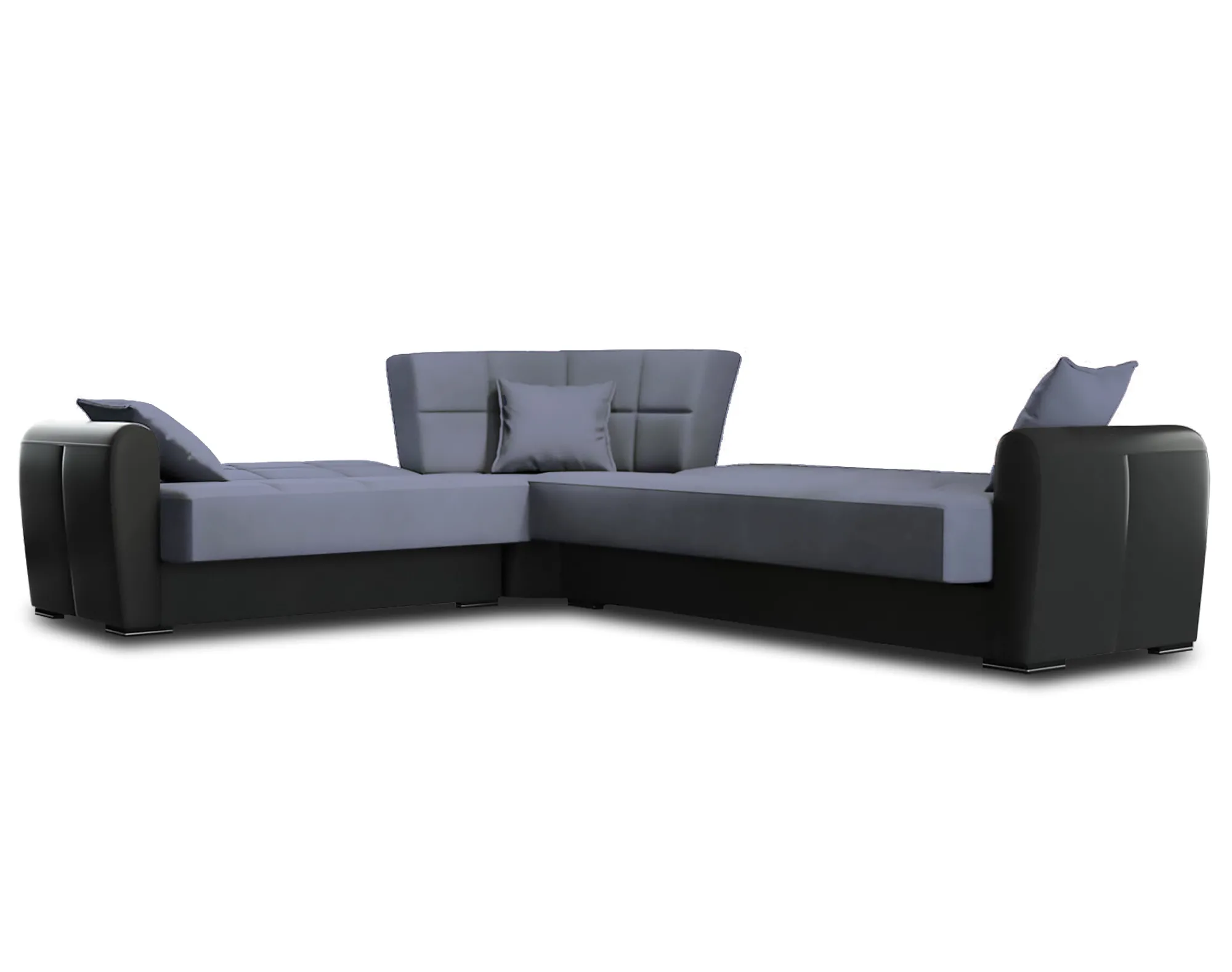 Divano letto con penisola Dgytkja, 305x238h91 cm, Nero e Grigio<Dmora Sale