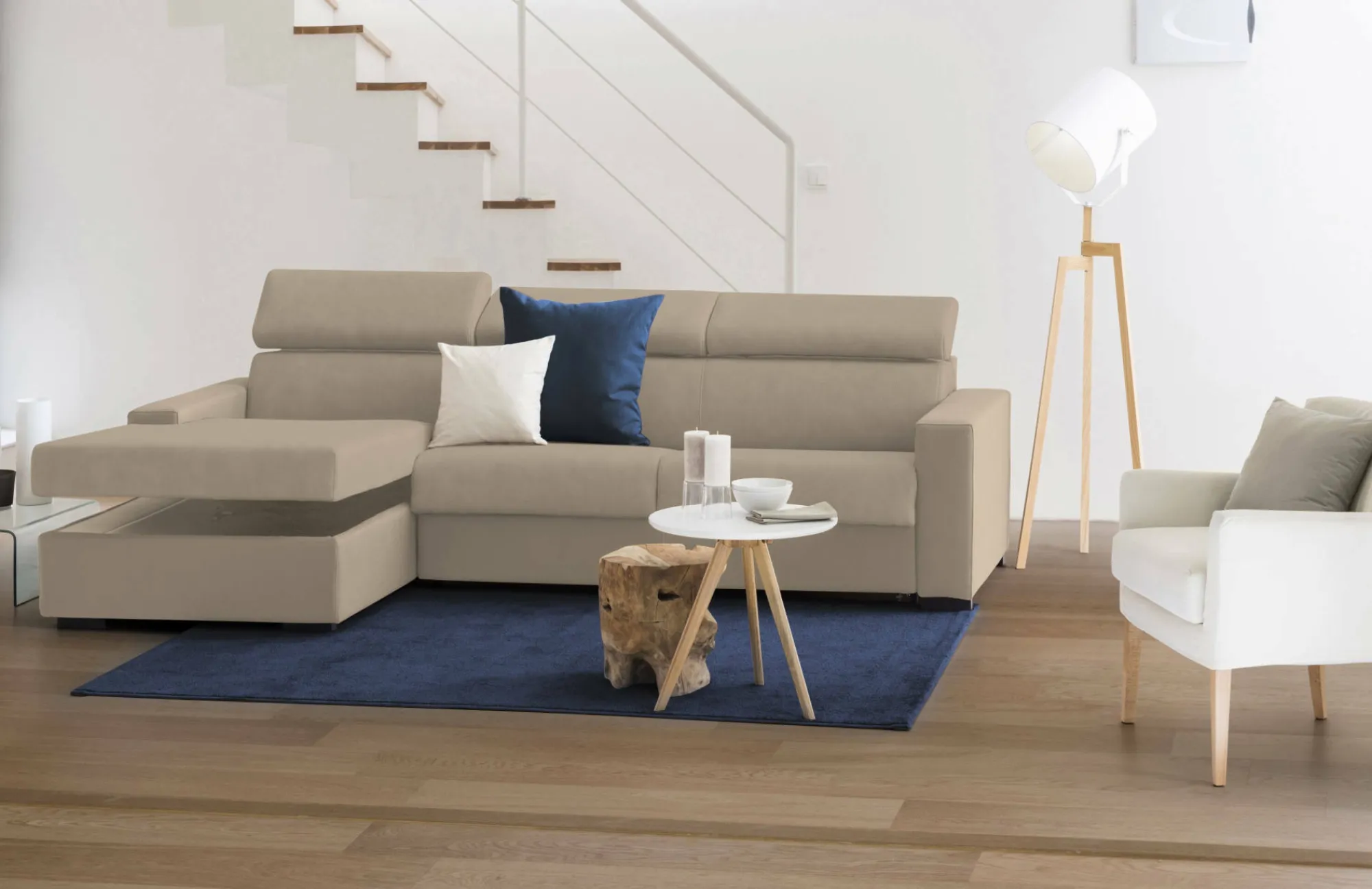 Divano letto con penisola Alibabah, Cm 280x95h85,<Dmora Online