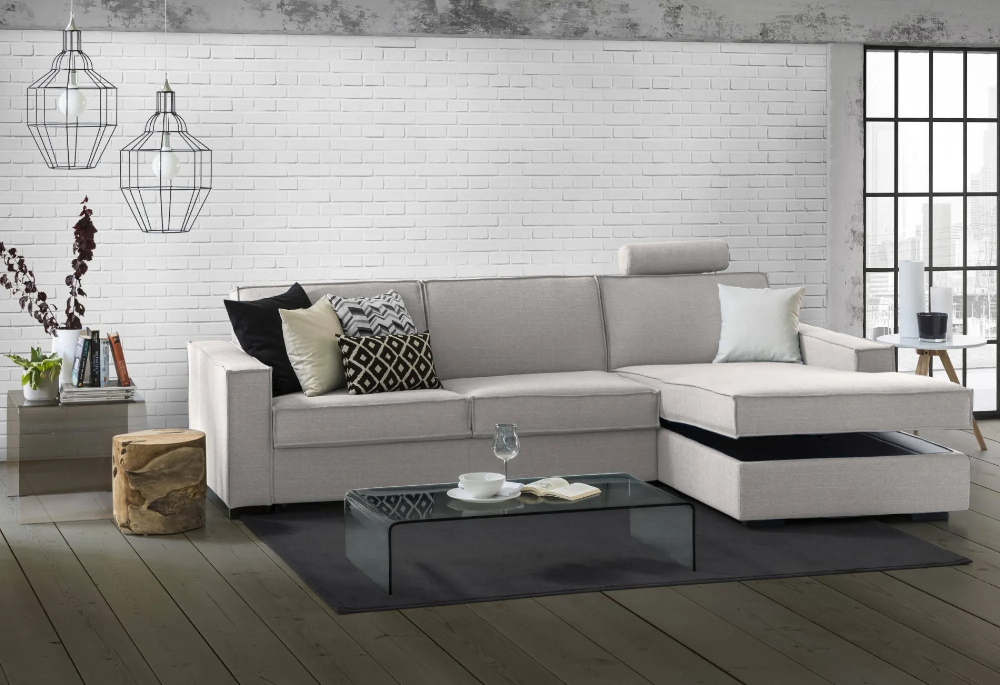 Divano letto con penisola Daaki, Cm 260x95h90,<Dmora Shop