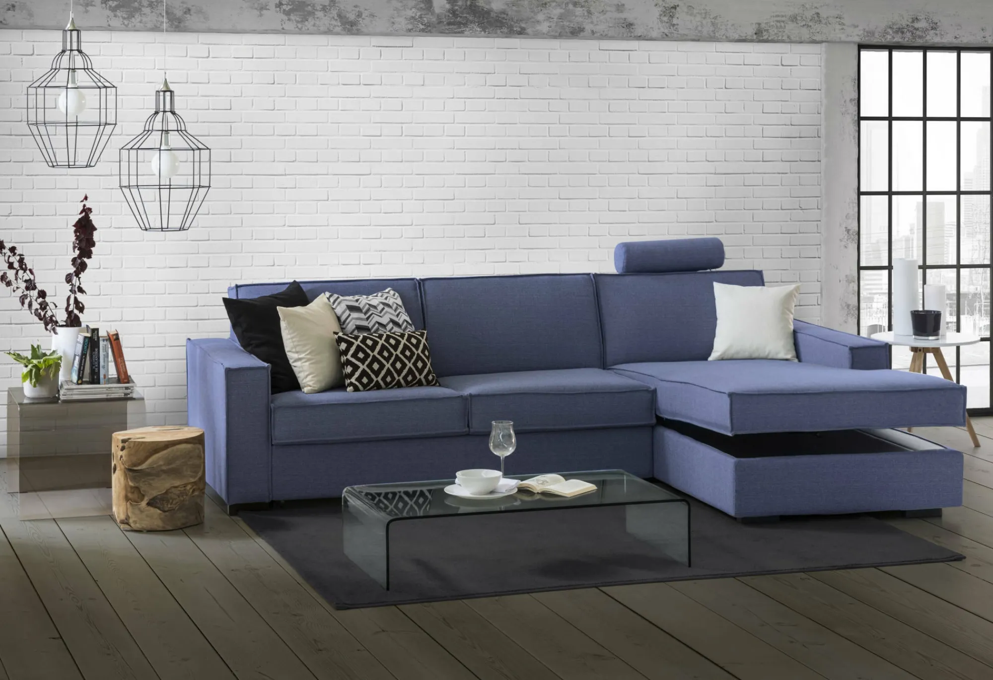 Divano letto con penisola Achico, Cm 280x95h90,<Dmora Flash Sale