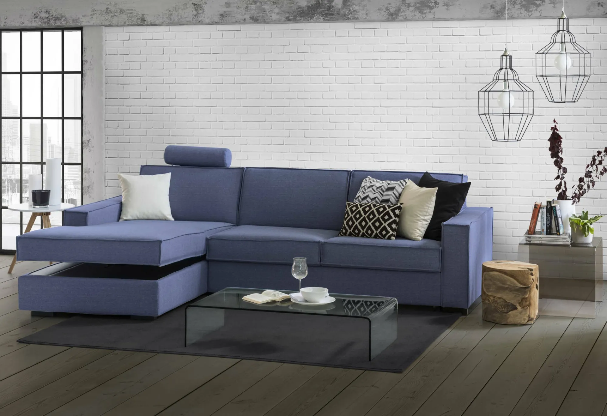 Divano letto con penisola Albenga, Cm 260x95h90,<Dmora Hot