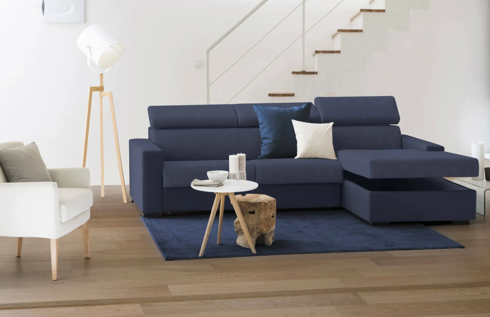 Divano letto con penisola Alibella, Cm 260x95h85,<Dmora New