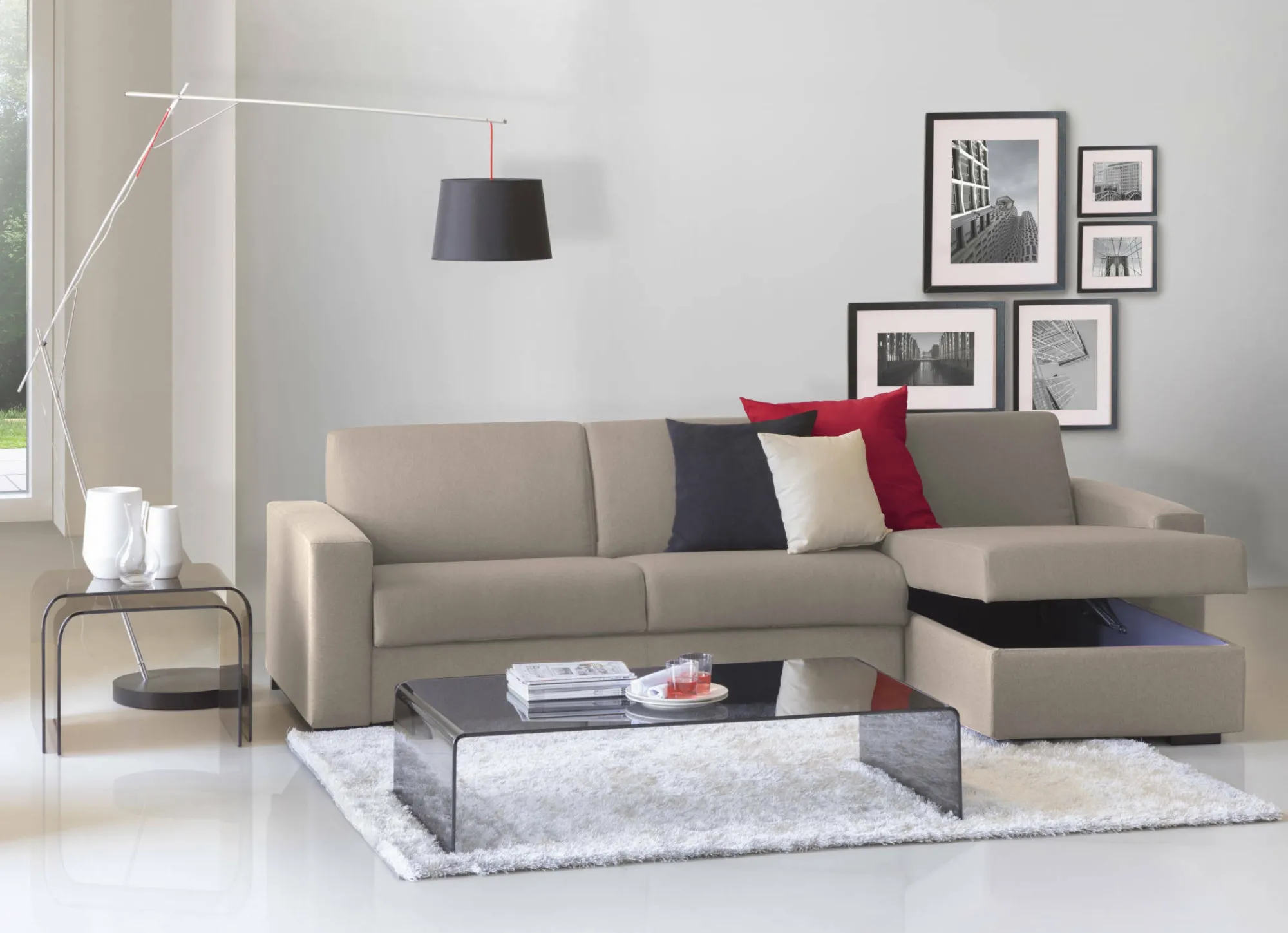 Divano letto con penisola Allegria, Cm 260x95h90,<Dmora Online