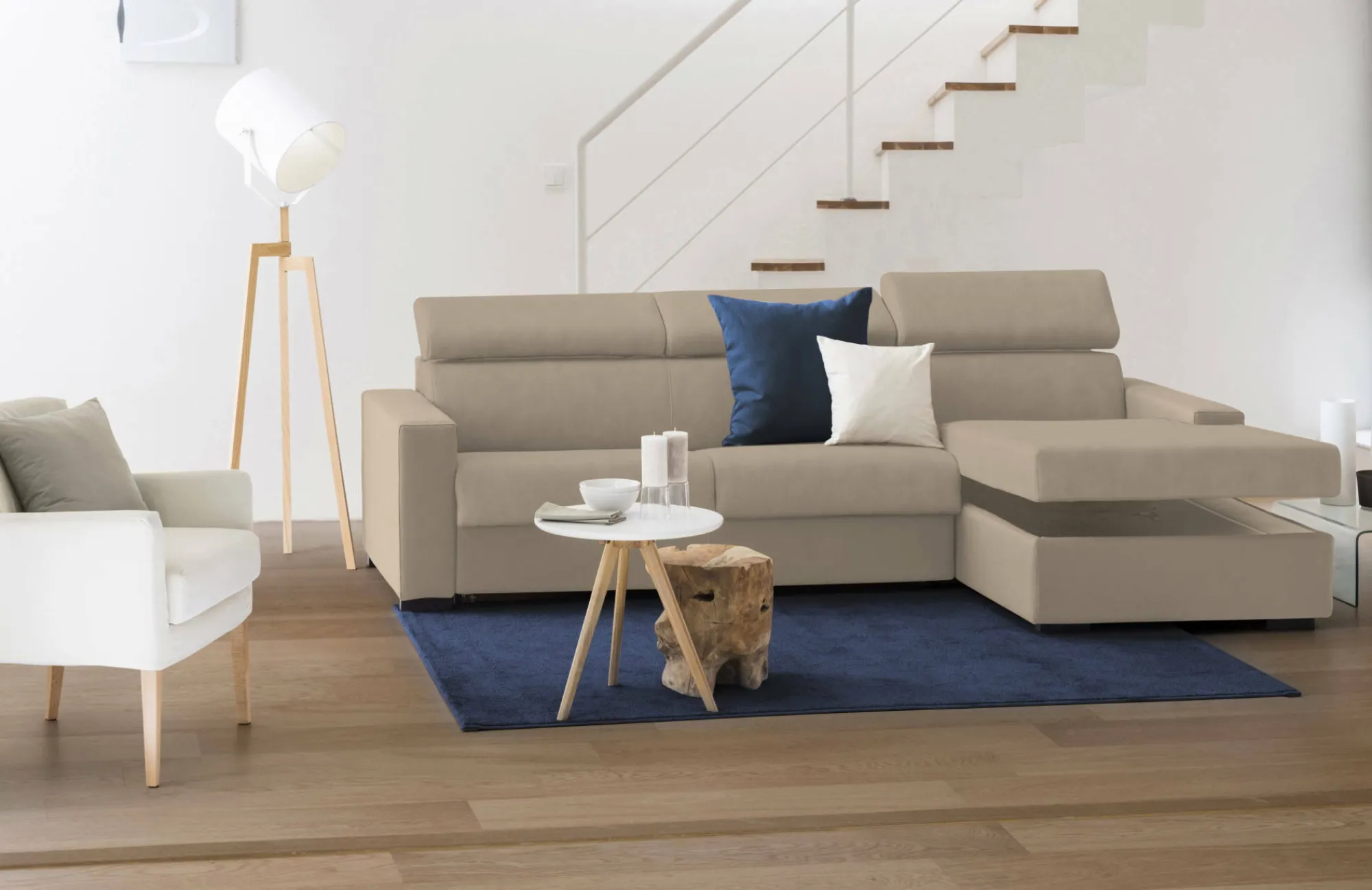 Divano letto con penisola Alibella, Cm 260x95h85,<Dmora Hot