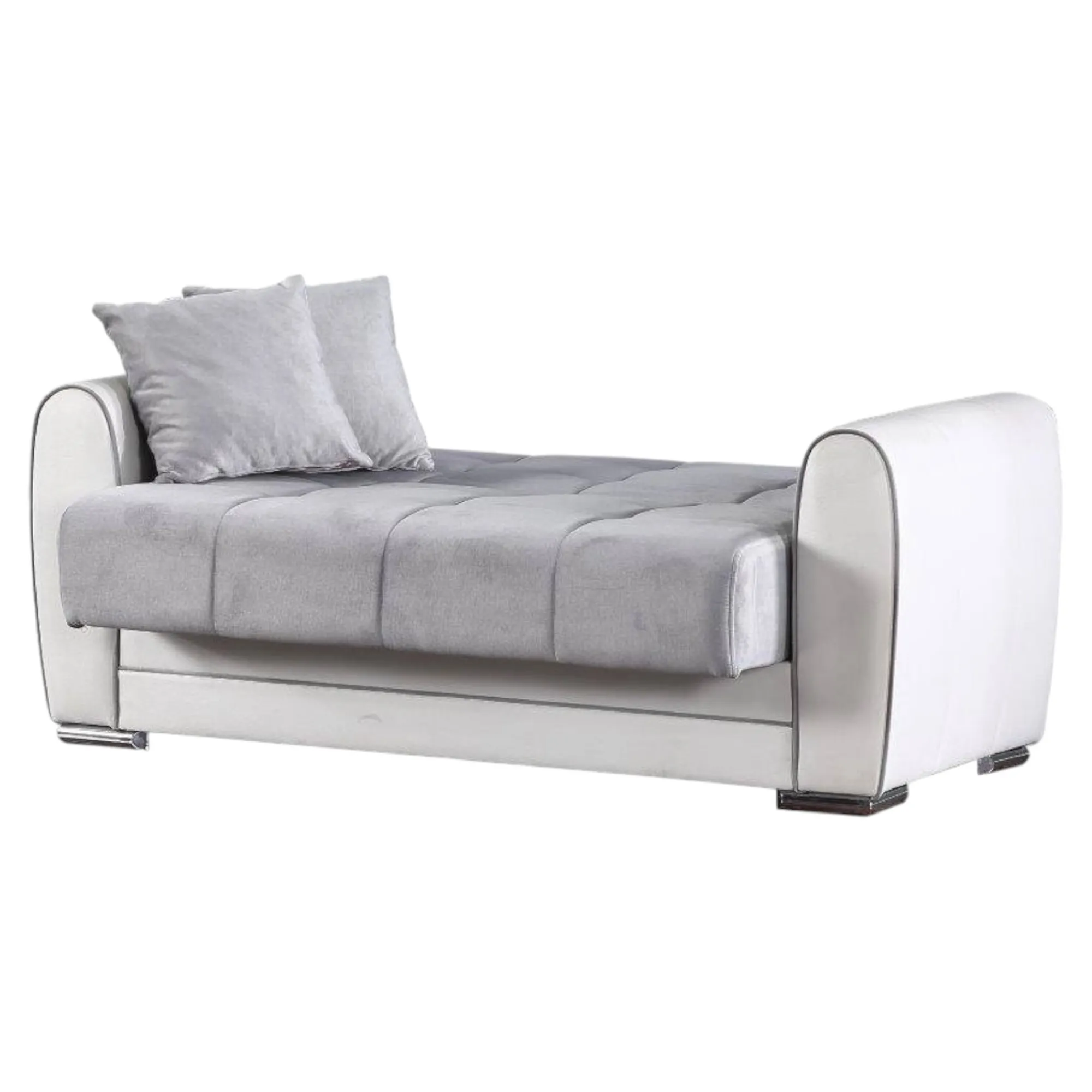 Divano letto con penisola Aloe, 163x84h91 cm, Bianco e Grigio<Dmora Clearance