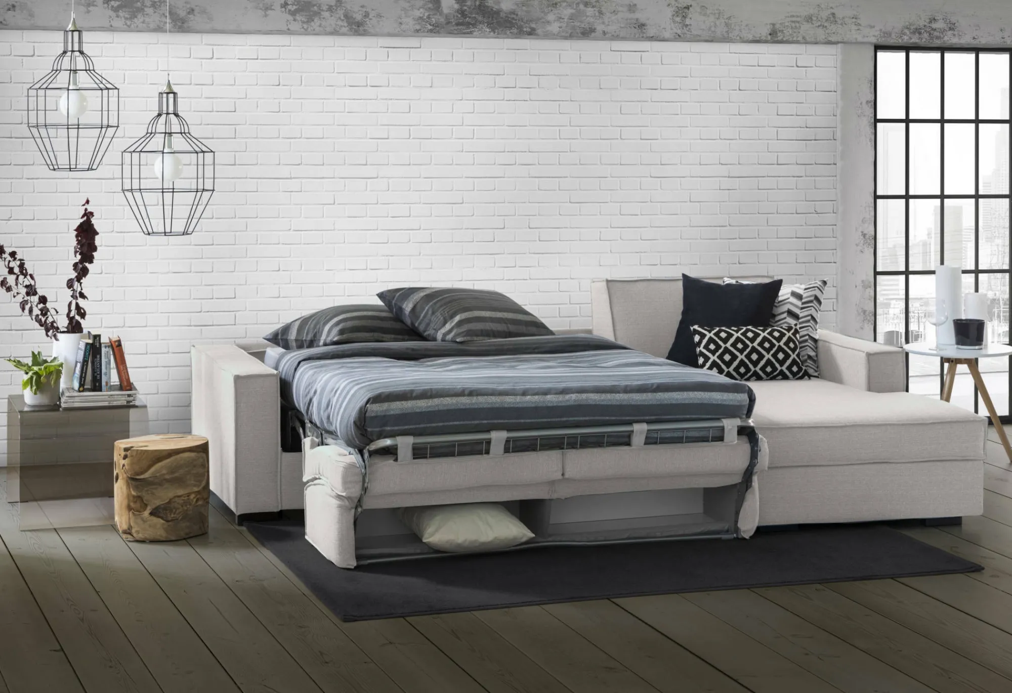 Divano letto con penisola Achico, Cm 280x95h90,<Dmora Outlet