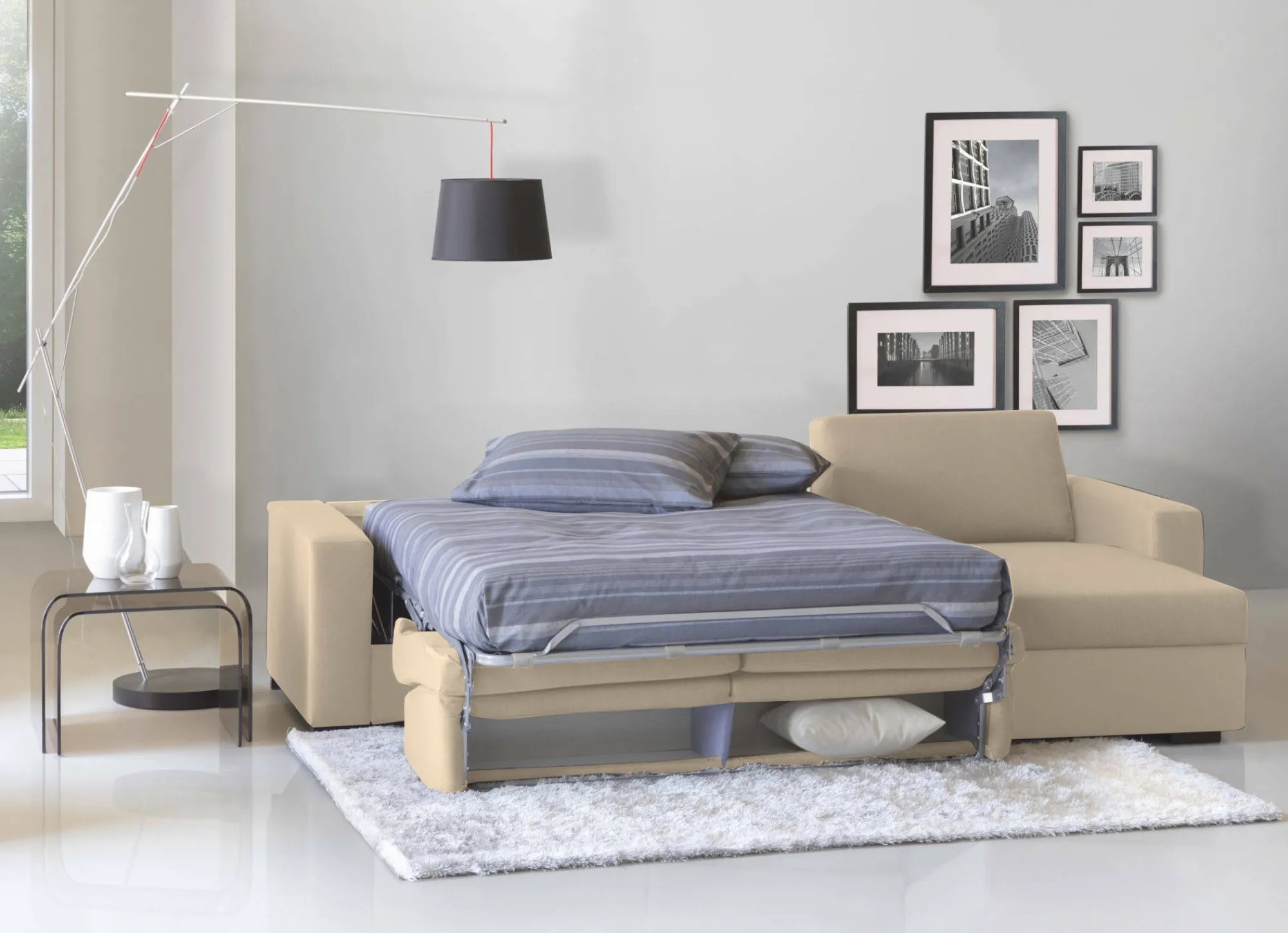 Divano letto con penisola Allegria, Cm 260x95h90,<Dmora Store