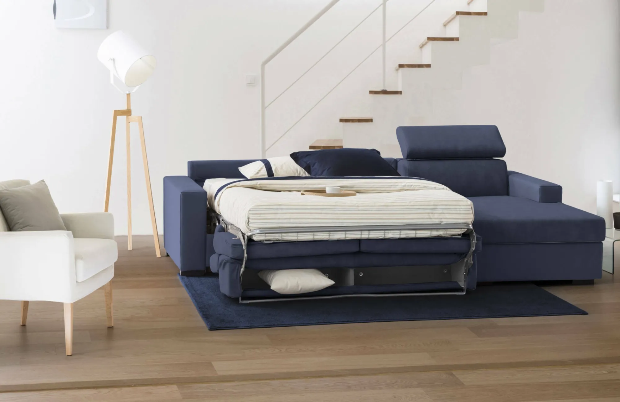 Divano letto con penisola Alibella, Cm 260x95h85,<Dmora New