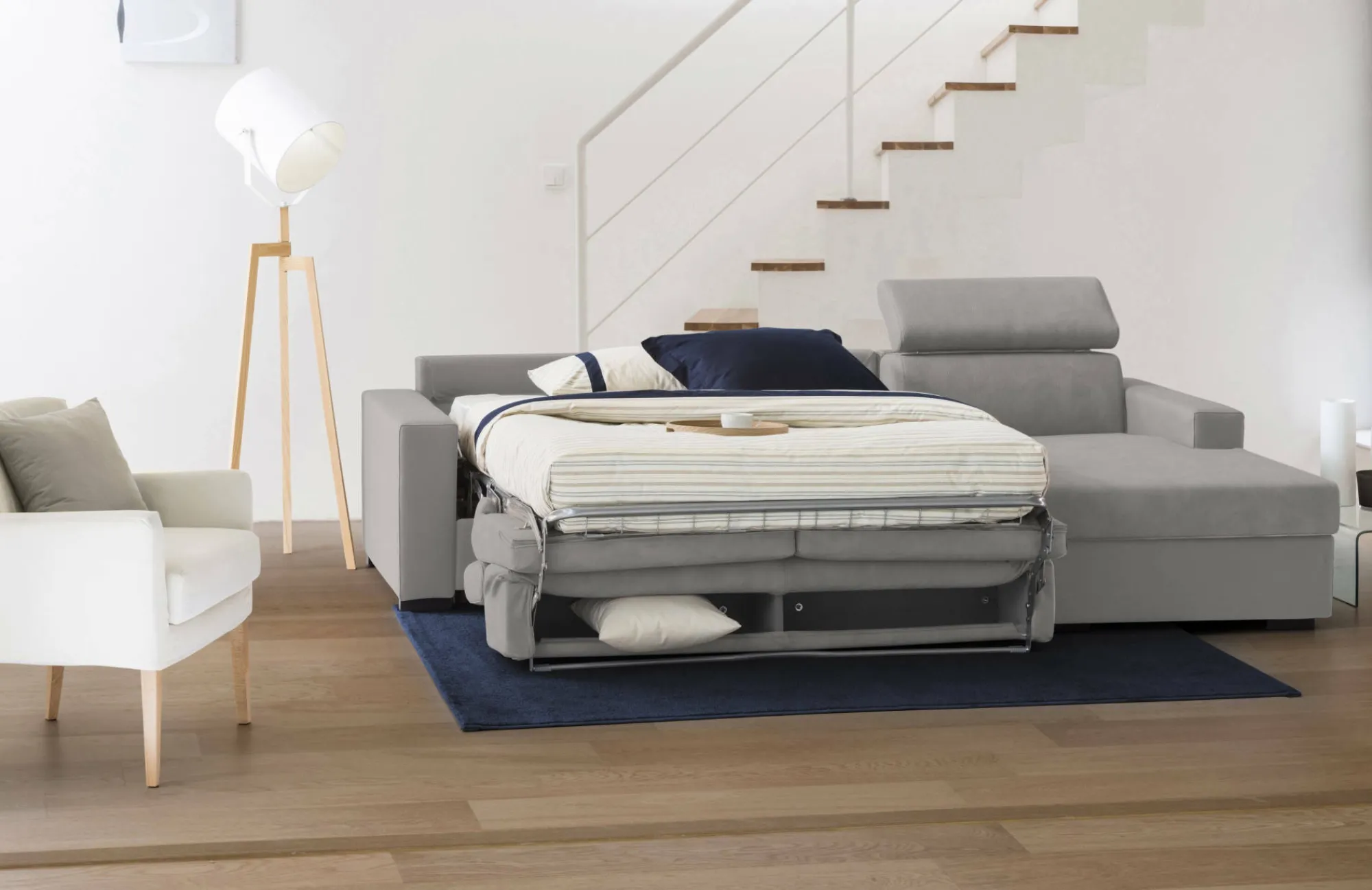 Divano letto con penisola Alibella, Cm 260x95h85,<Dmora Hot