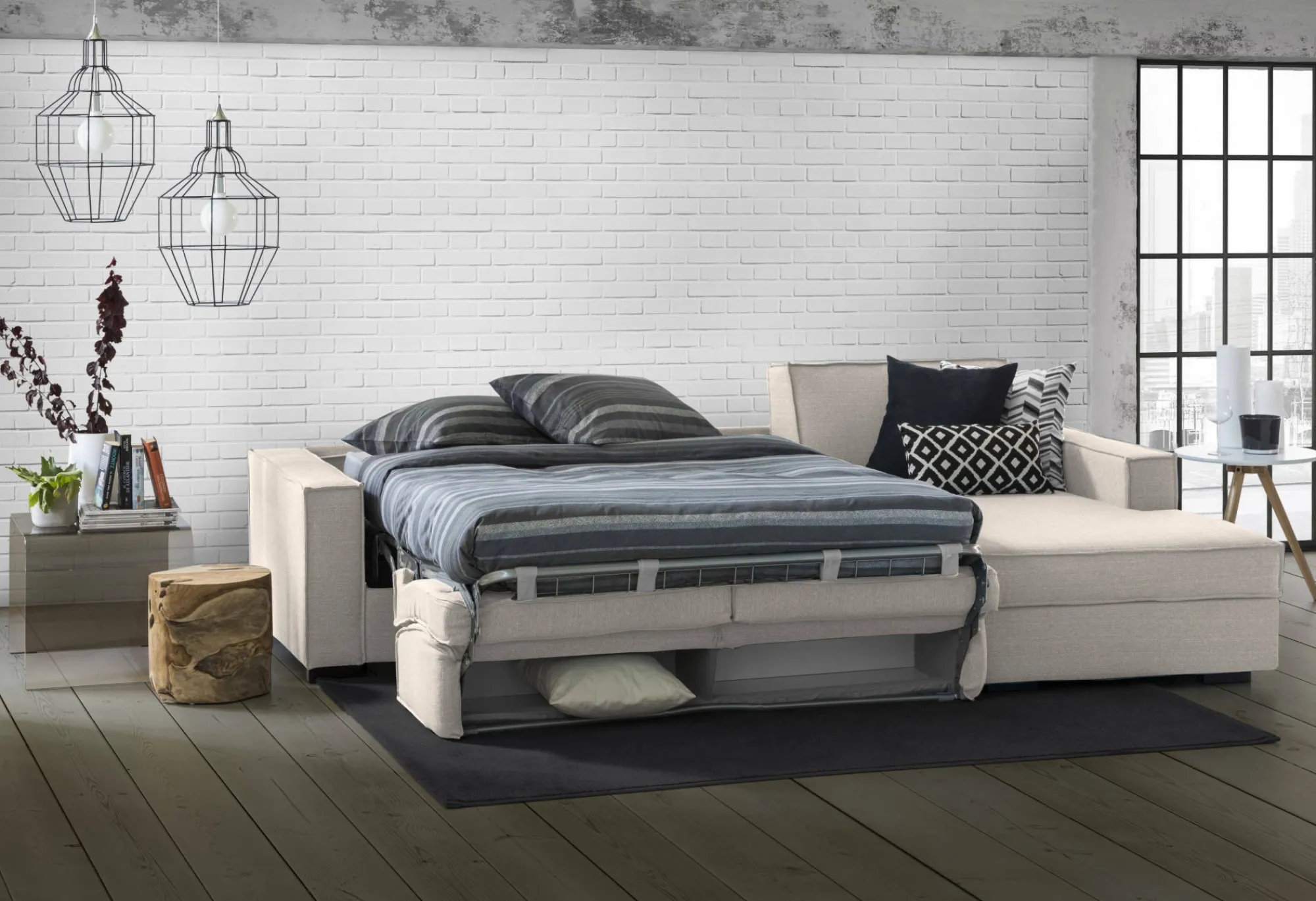 Divano letto con penisola Achico, Cm 280x95h90,<Dmora Sale